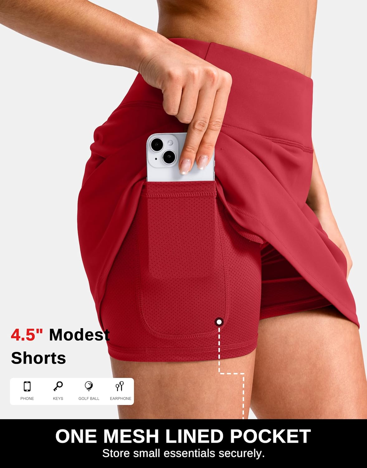 SANTINY 14"/16" Skorts for Women with 3 Pockets High Waisted Casual Golf Skort Pickleball Athletic Tennis Skirt