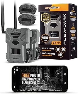 SPYPOINT Flex-Dark Twin Pack Cellular Trail Camera, 40MP Photos, 1080p Video + Sound, No-Glow Game Camera, Hunting Night Vision, Motion Activated,100ft Detection, No WiFi Needed Trail Cam (2)