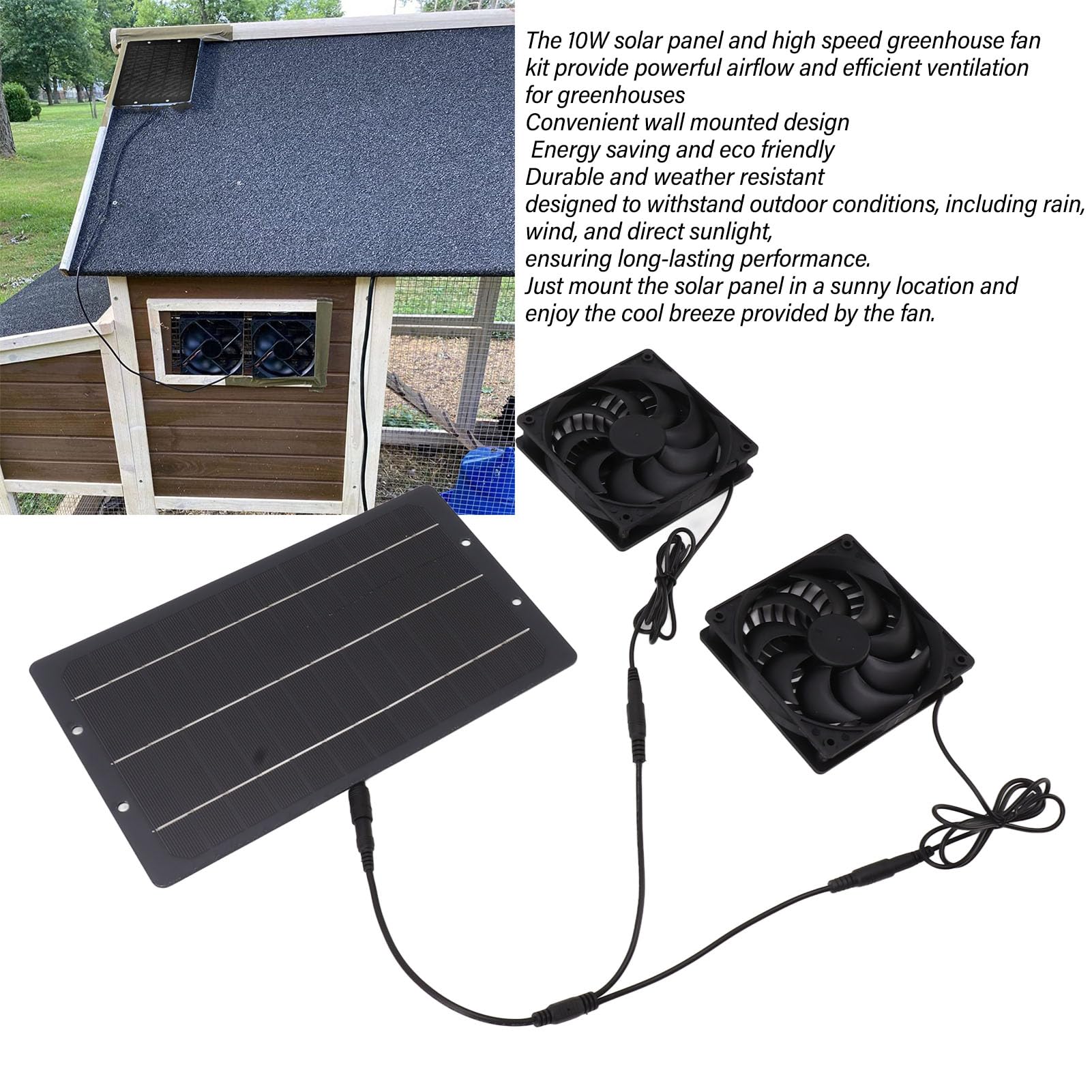 Kit Ventola Ad Energia Solare per Serre, Scarico 10W
