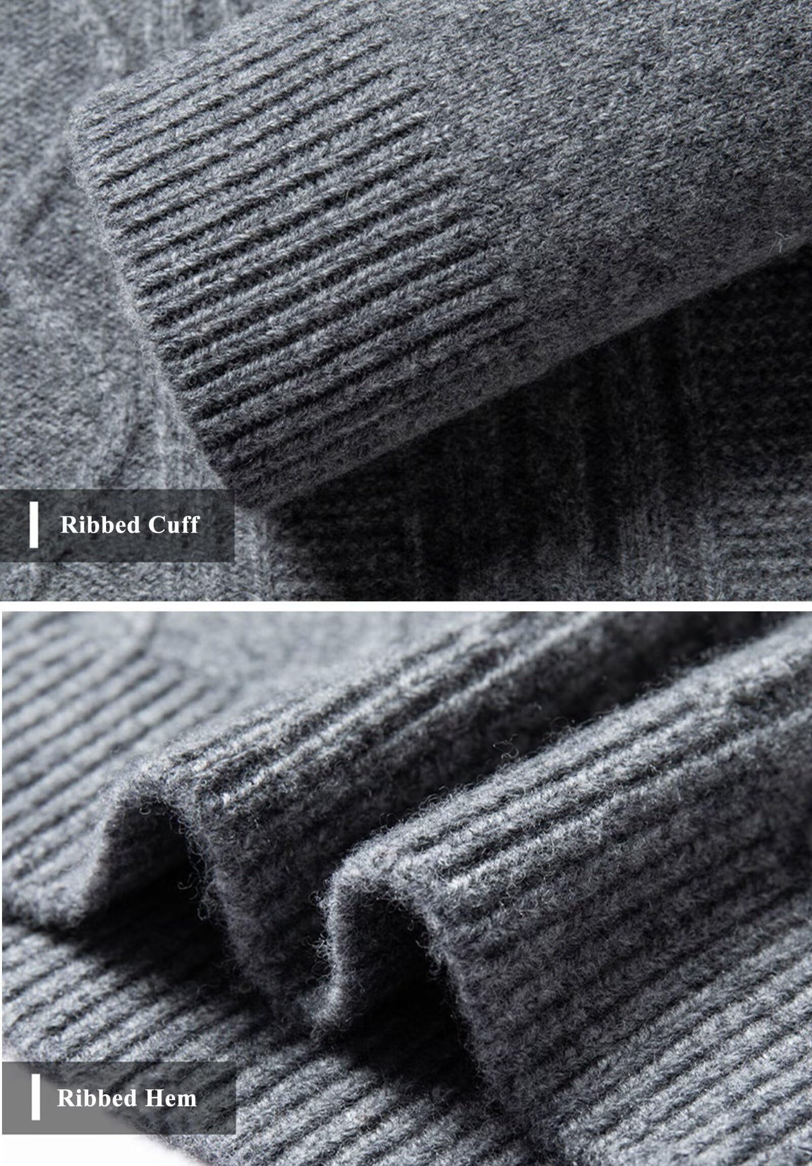 HNVAVQ Maglione Uomo 100% Cashmere a Trecce Girocollo Classico Maglieria Invernale Traspirante