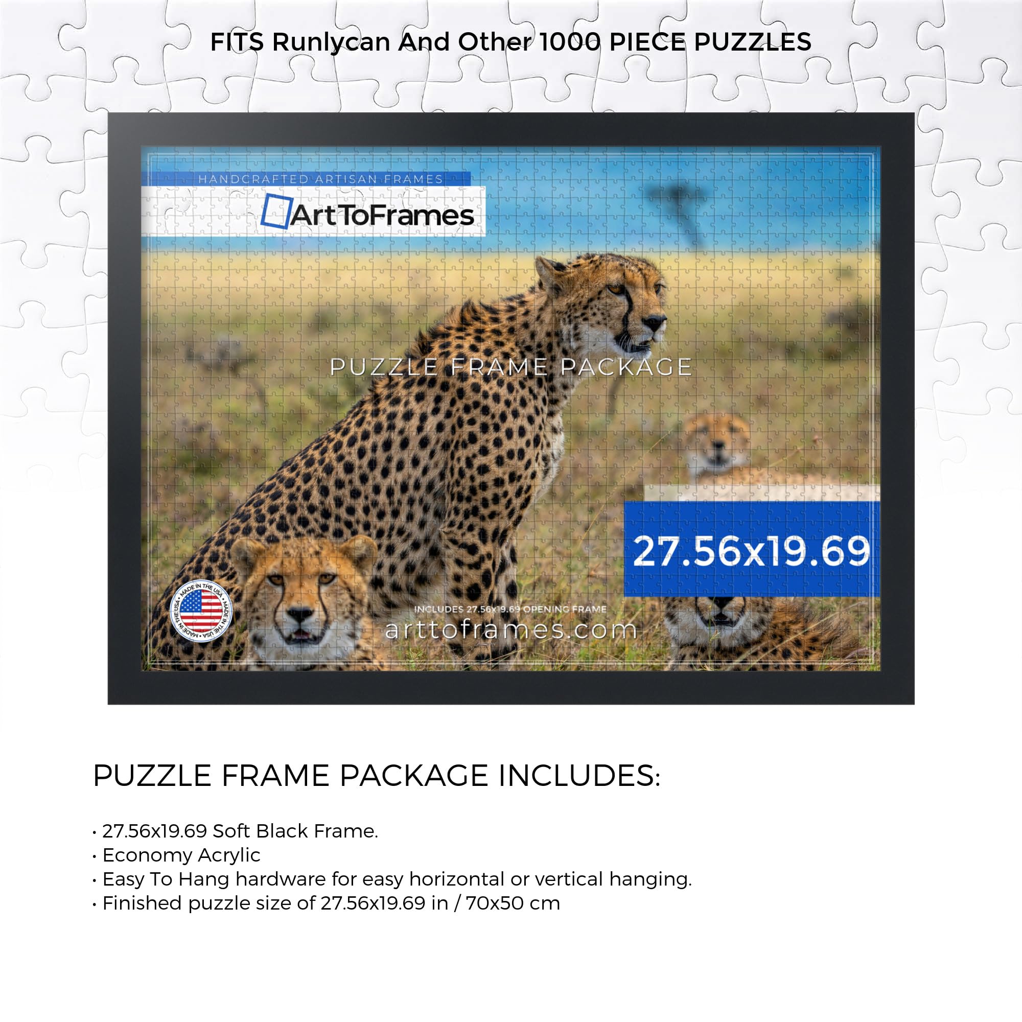 ArtToFrames 15.4x10.7 Inch - 39x27 CM Silver Puzzle Frame For 300 Piece Puzzles 1 38 Inch Custom Wood Puzzle Frames Antique Silver Panel Comes Regular Glas