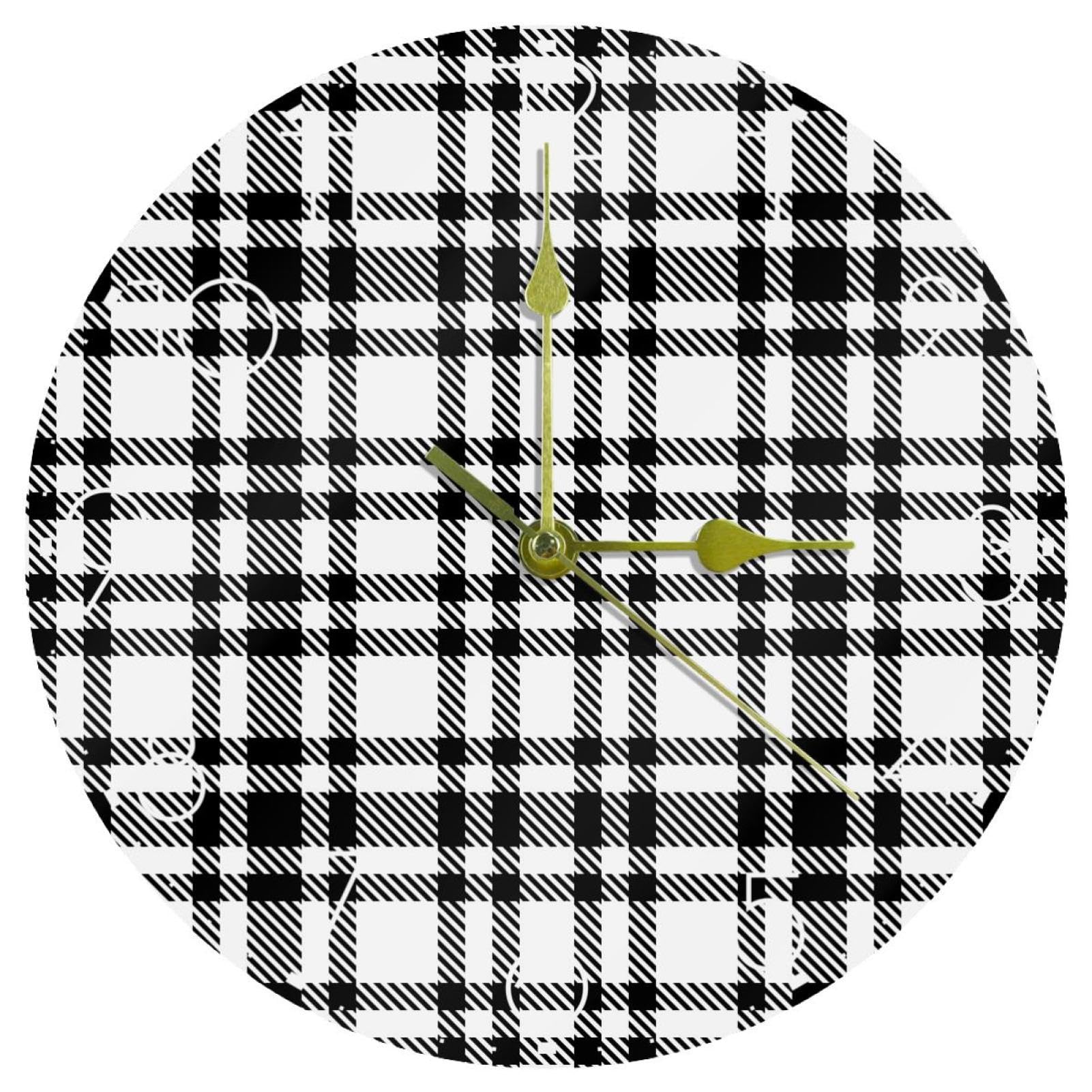 Horloge murale silencieuse à quartz avec cadran circulaire en acrylique pour salon