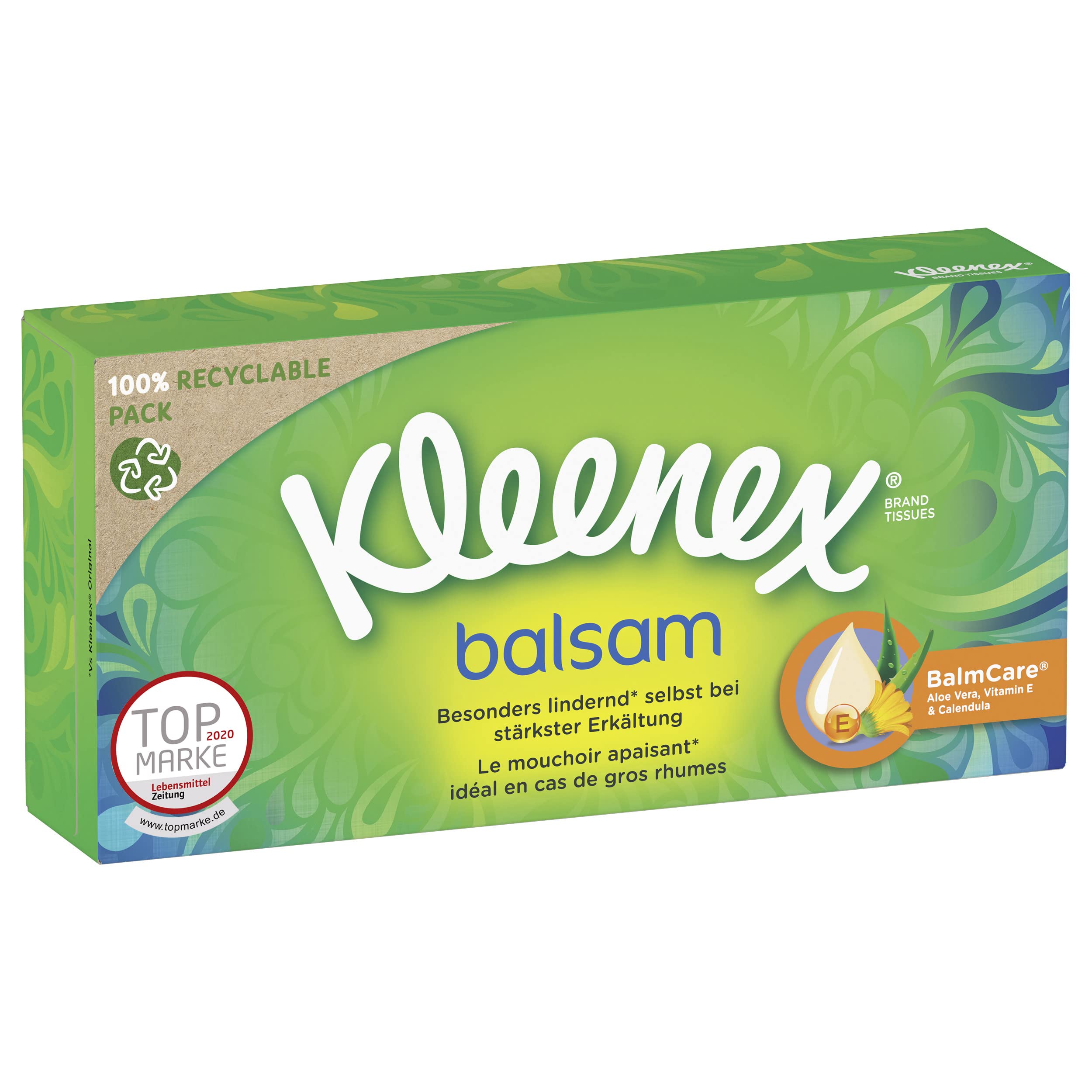 Kleenex Balsam Taschentücher Trio-Box, 4-lagig, 8 x (3 x 56 Tücher)