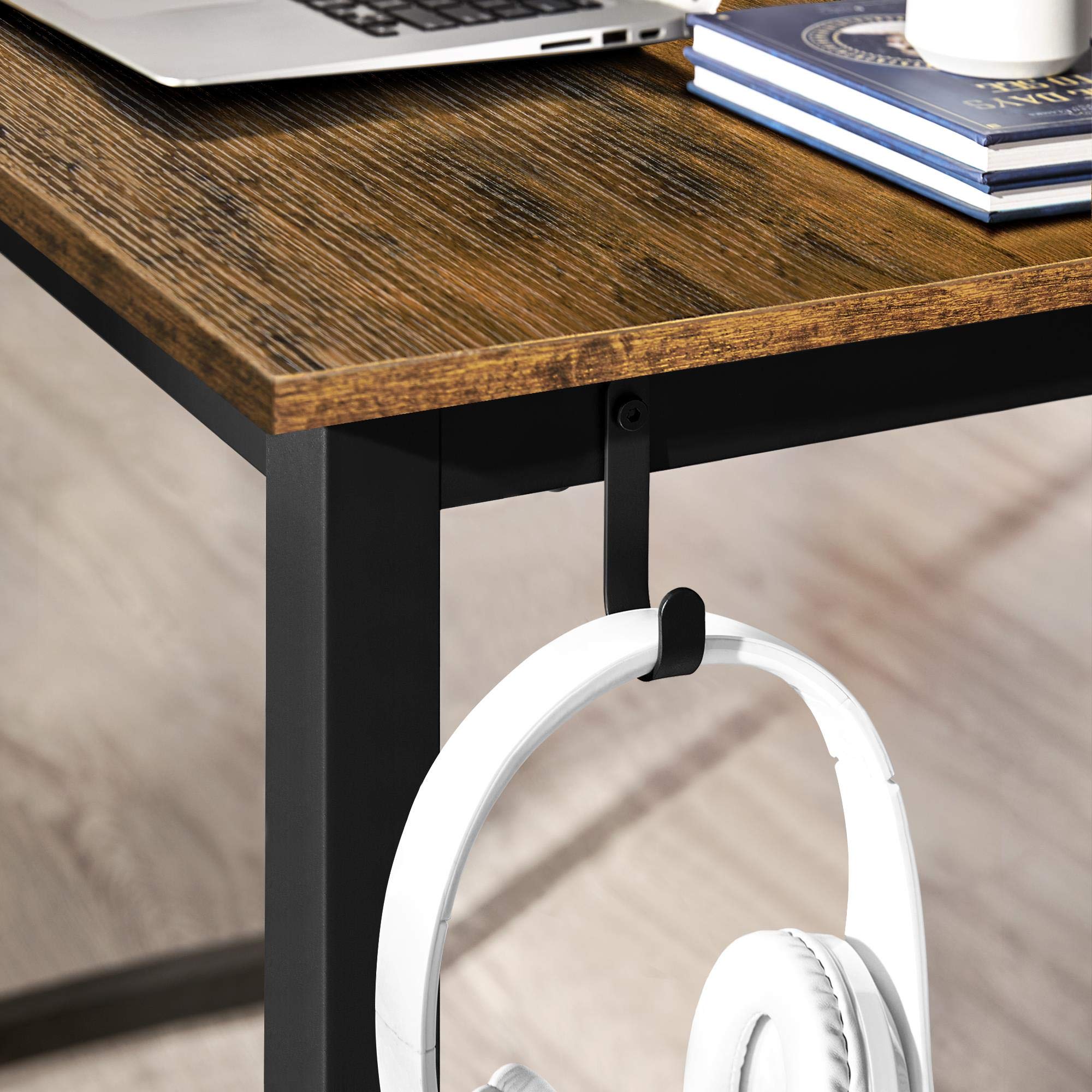 tectake® Bureau - Computerbureau in industrieel design - 140cm - 140 x 59 x 76,5 cm - Tafel voor studeerkamer, kantoor, thuiskantoor - Hout, zwart metalen frame - Lichtbruin
