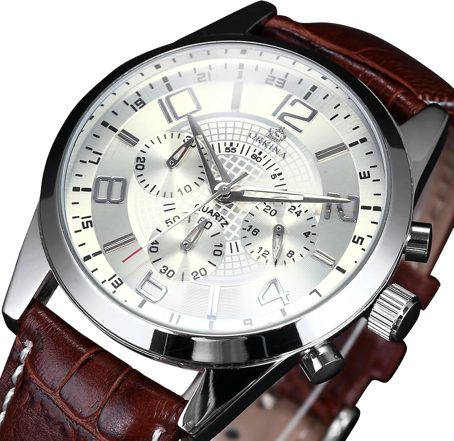 Details About Orkina Luxury Mens 24 Hours Stopwatch Coffee