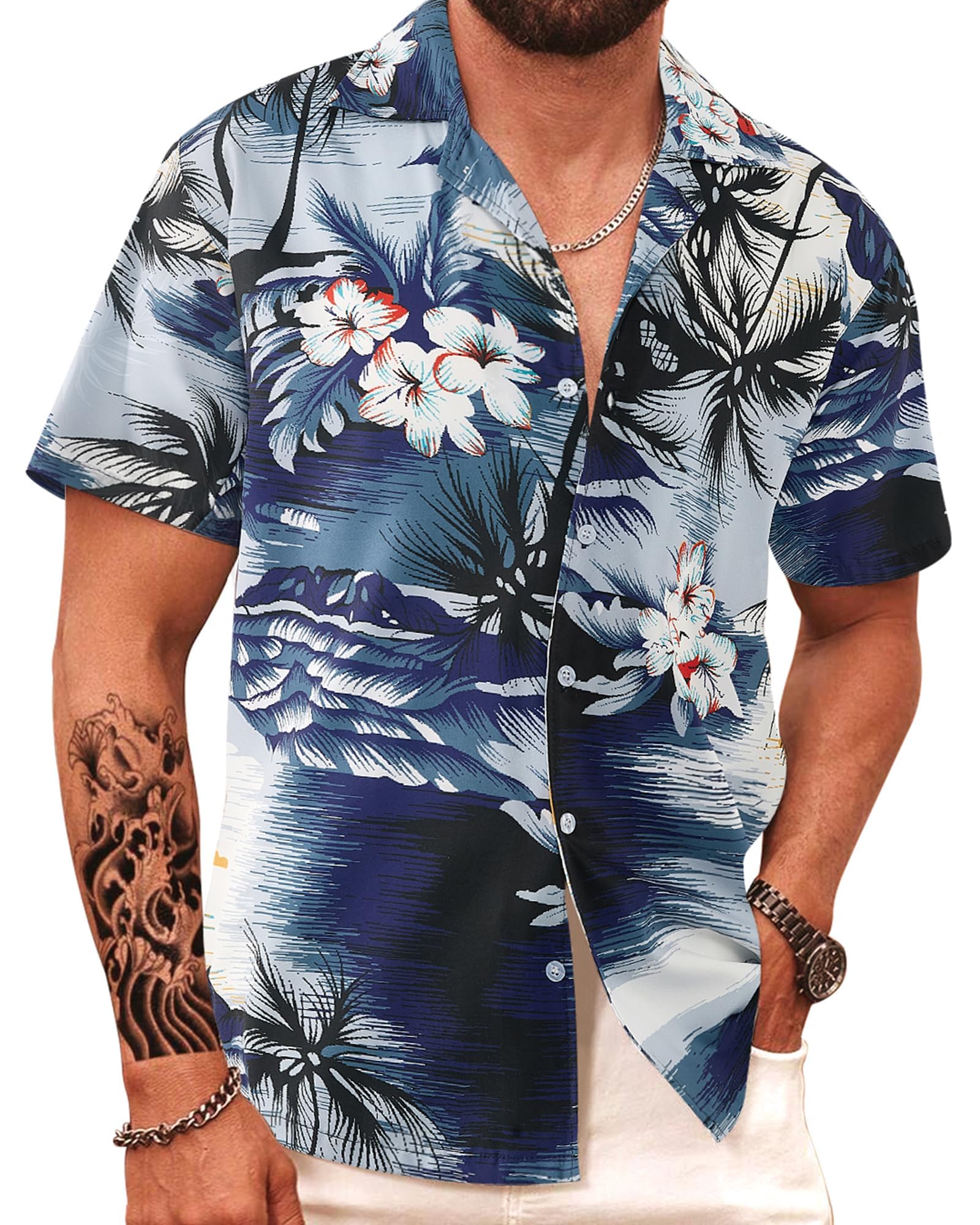 Men's Hawaiian Shirt Short Sleeved Floral Beach Aloha Funky Party Holiday Shirt
