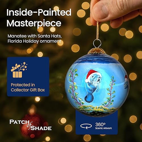 Miniatura 3 de Adorno coleccionable de manatí pintado a mano desde el interior del cristal con caja de regalo