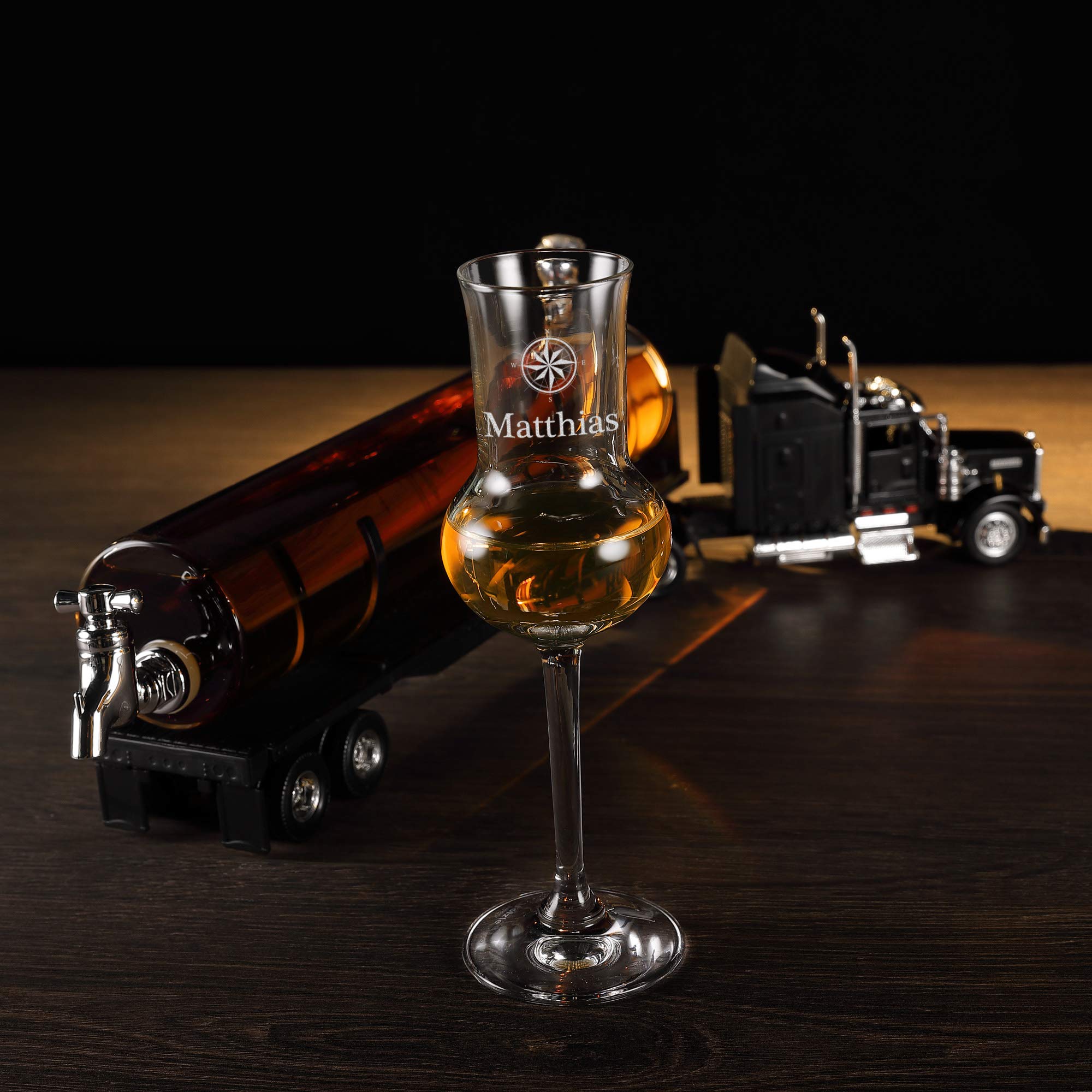 polar-effekt Bonollo - Set regalo con decanter a forma di camion da 0,5 l e bicchiere da grappa, adatto come regalo per Natale, festa di addio, compleanno