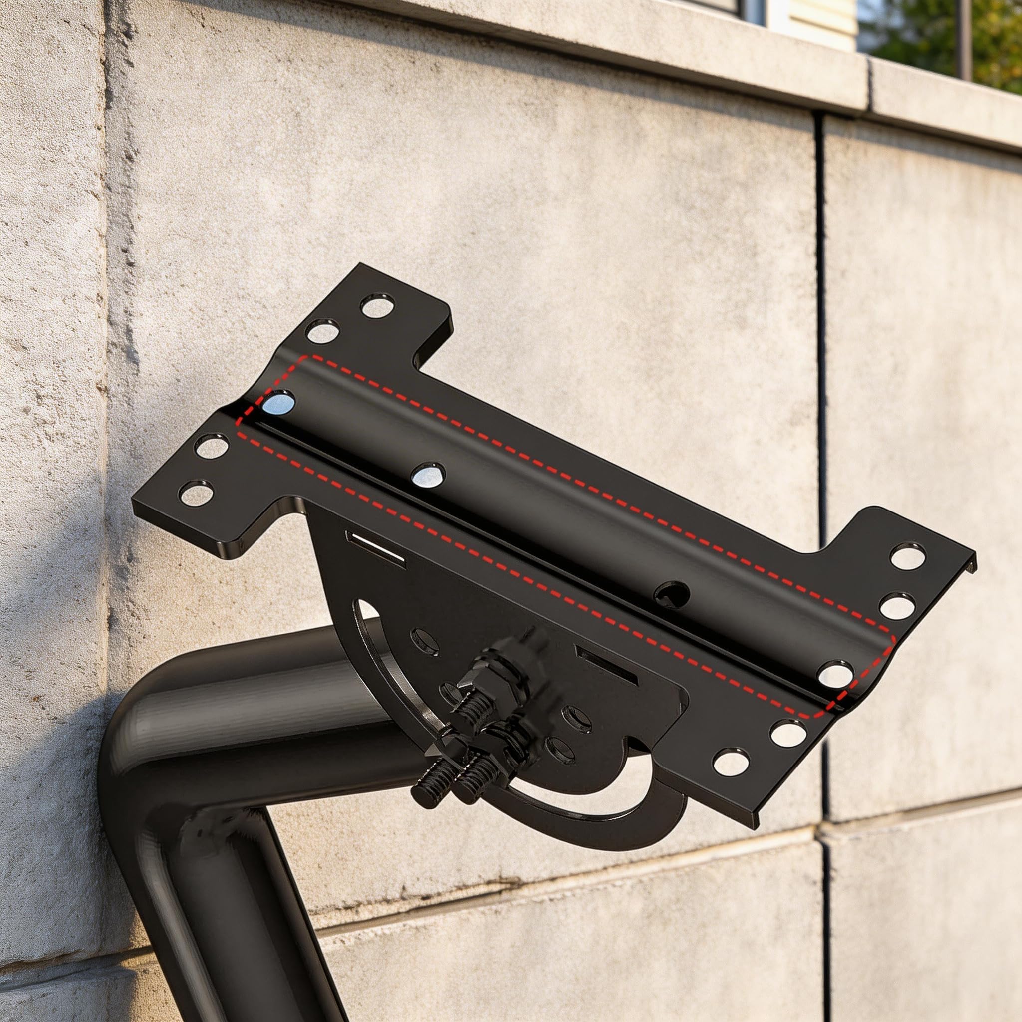 Soporte de Pared para Antena con Codo de 90° y Tubo de Extensión 60 cm, Kit para Antena TV Exterior, WiFi, Estación Meteorológica y Star Link, Negro