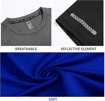 Men's Workout T-Shirt - Moisture Wicking Gym Shirts for Men, Quick Dry Athletic Running T-Shirt, Breathable Short Sleeve Fitness Sports Tee