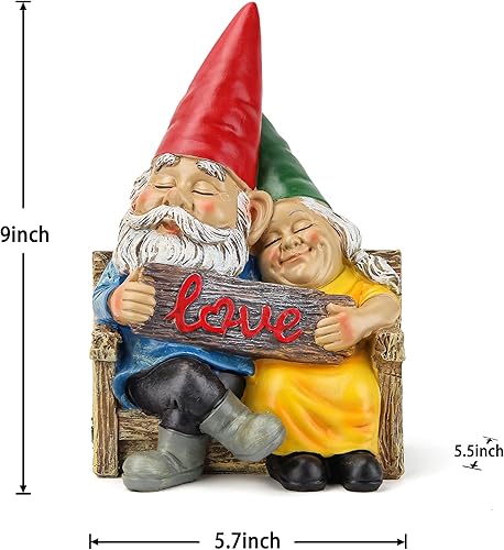 Miniatura 2 de Estatua de gnomo de jardín para decoración al aire libre, estatuilla de gnomos de pareja enamorada para patio, césped, jardín, decoración al aire