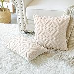 Artscope Boîte de 2 Velours en laine courte douce Couvertures d'oreillers décoratifs de style luxueux Coussin Couvres de coquille d'orfèvre européen pour canapé chambre à coucher Diamond Forme crème Beige, 18x18 1 cm