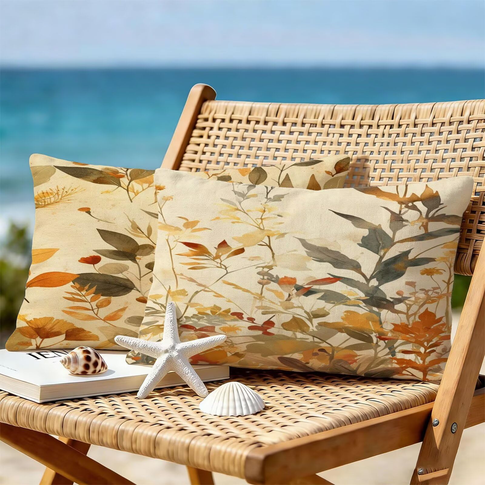 Générique Housse Coussin Exterieur Impermeable 30x50cm Beige Décoratif Taie d'oreiller Decoration Feuilles Tropicales Housse de Coussin Exterieur Impermeable pour Salon de Jardin Lot 2. T-4825