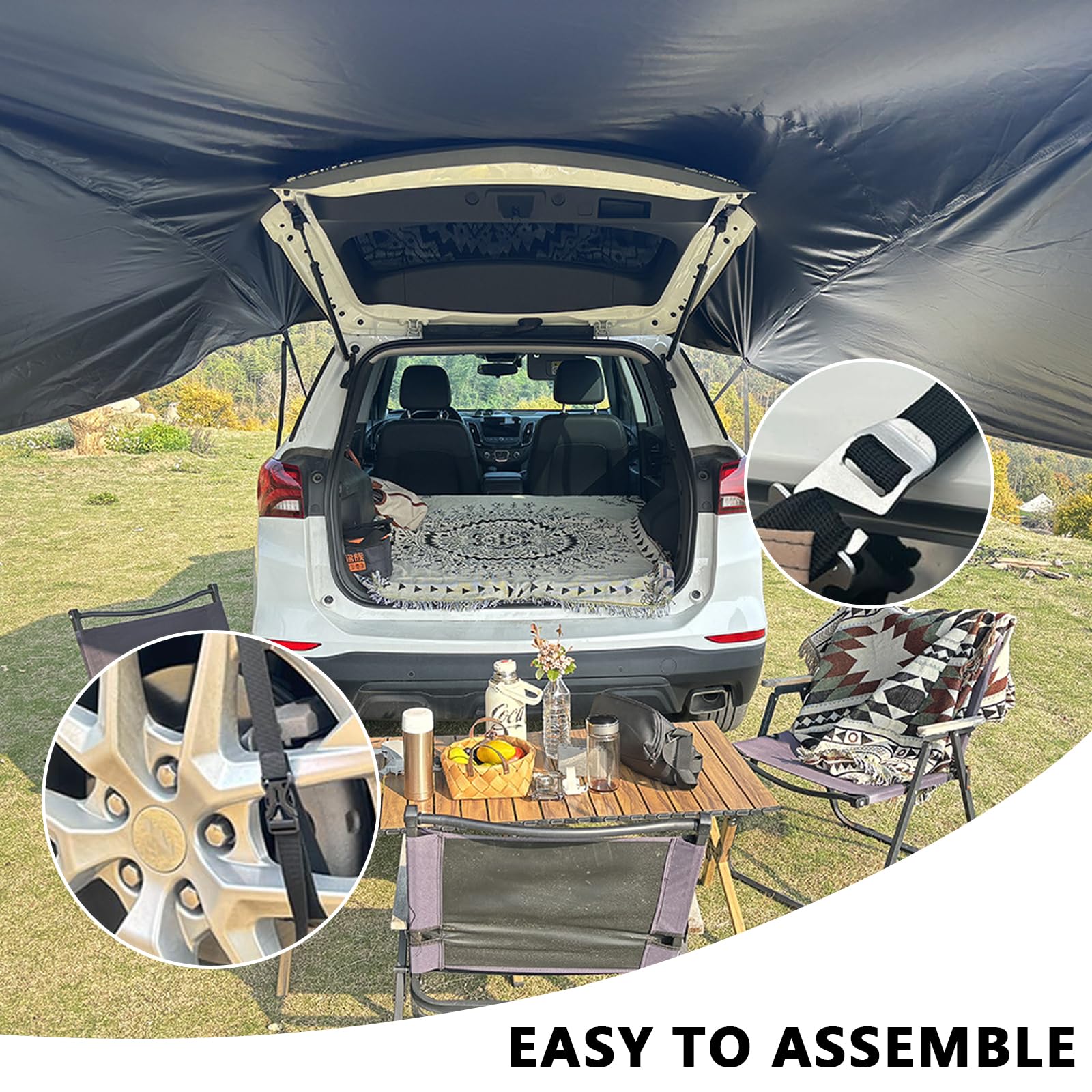 Auvent de Voiture étanche - Voile d'ombrage pour Caravane, auvent latéral de Voiture, Porte-Bagages de Toit pour Voitures particulières, camionnettes, campeurs, caravanes, SUV