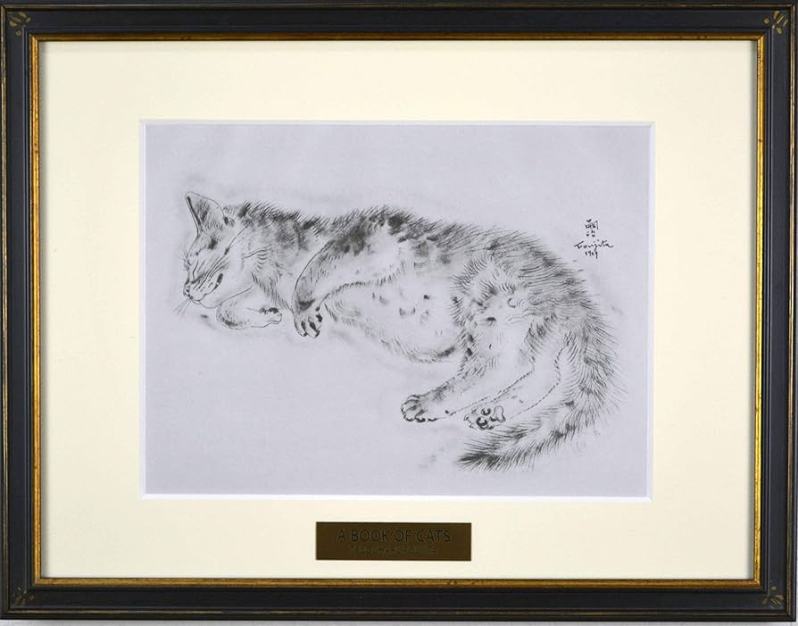 藤田嗣治　猫　ねこ　銅版画　版画　額入　額付き　外箱あり　子猫　ネコ 藤田嗣治「猫」銅版画 絵画買取・販売の小竹美術