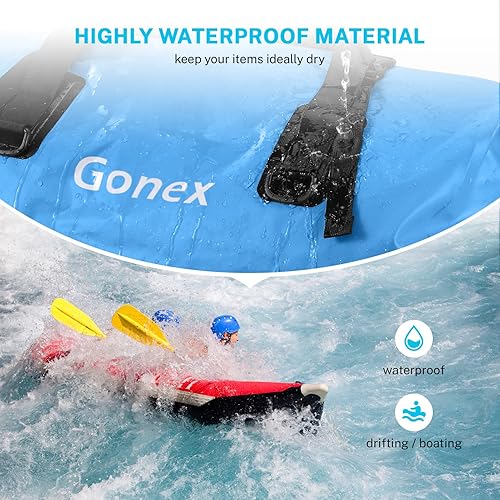Miniatura 2 de Gonex Bolsa de lona impermeable extra grande de 40 L, 60 L, 80 L, bolsa de lona seca de viaje, bolsa resistente con correas y asas duraderas para