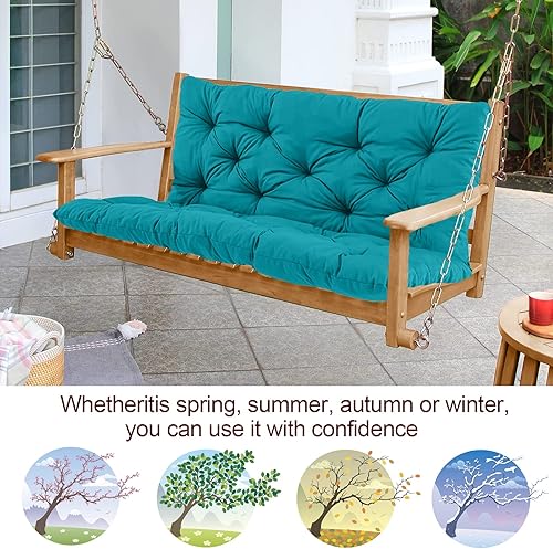 Miniatura 5 de Cojines de columpio para porche con respaldo, cojines de banco impermeables de 2 a 3 plazas, cojines gruesos de 4 pulgadas para columpios al aire