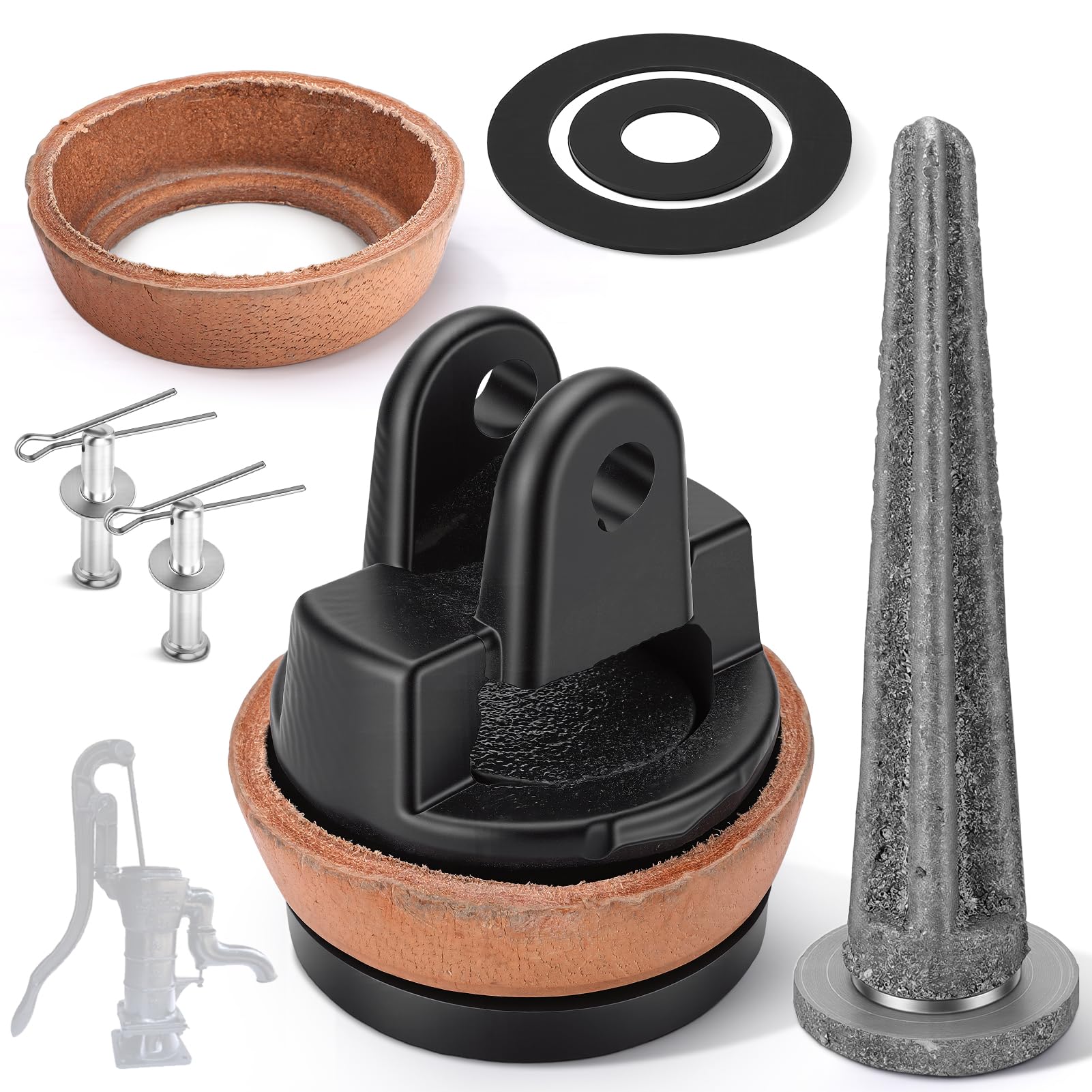 Kit Pistone di Ricambio per Pompe per Impugnature, pompa da giardino a mano dell'acqua di Tipo 75 con valvola perforante, rivestimento in pelle, pistone ad anello di tenuta