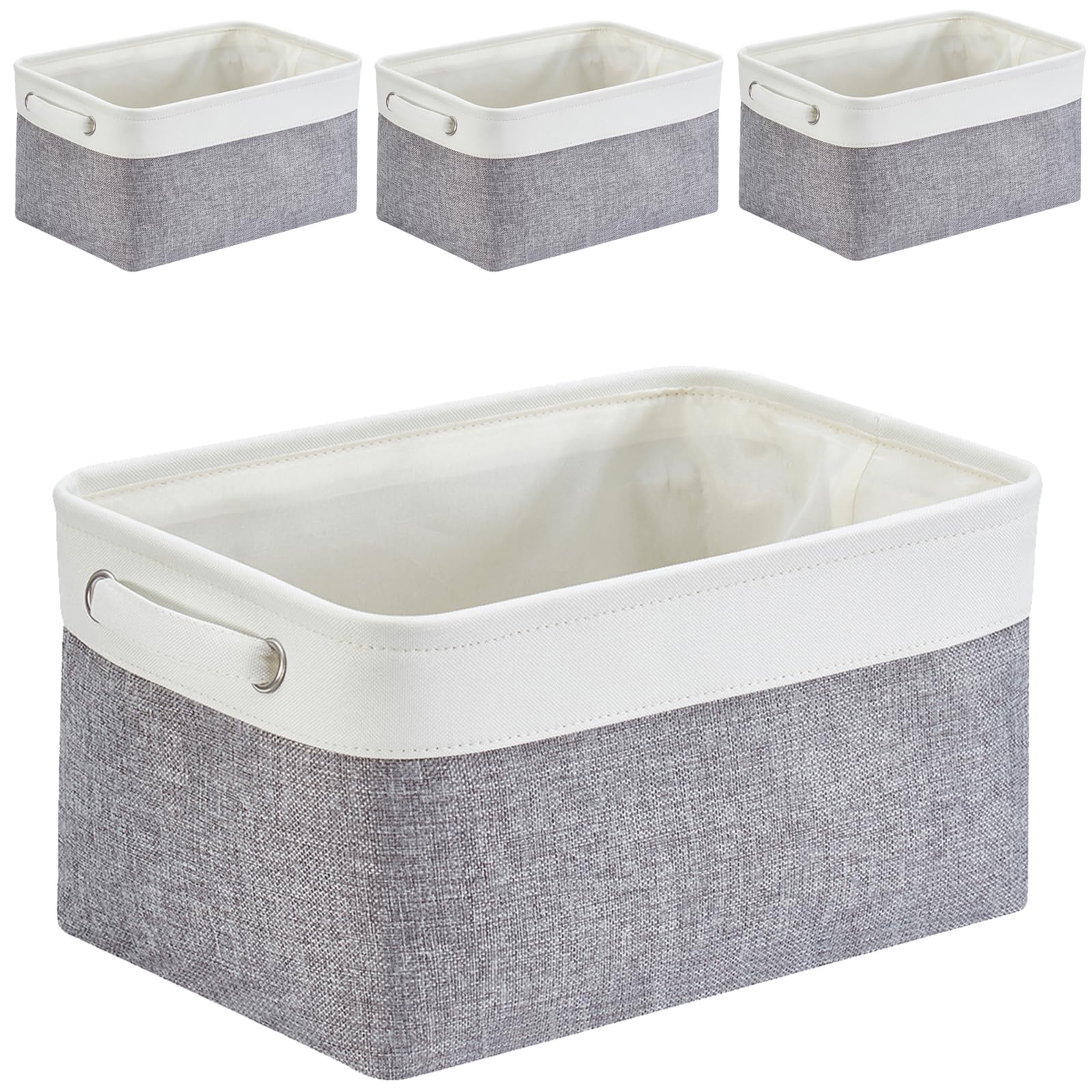 Mangata Set of 4 Fabric Storage Baskets, Grey White M — image 1