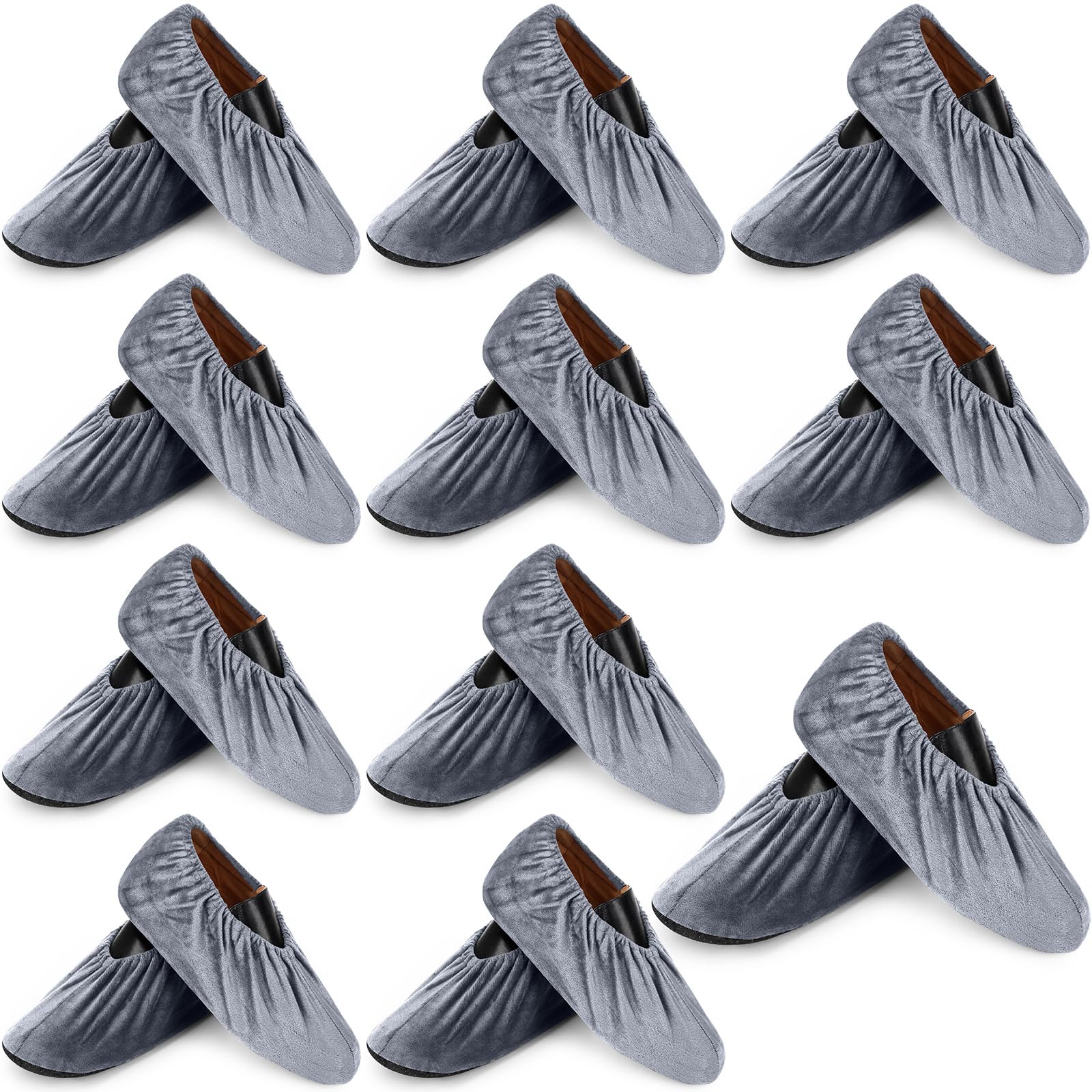 JaGely 11 Pairs Reusable Shoe Covers Non Slip Cloth Washable Thickened Bowling Shoe Covers for Indoors Men Women(Grey)