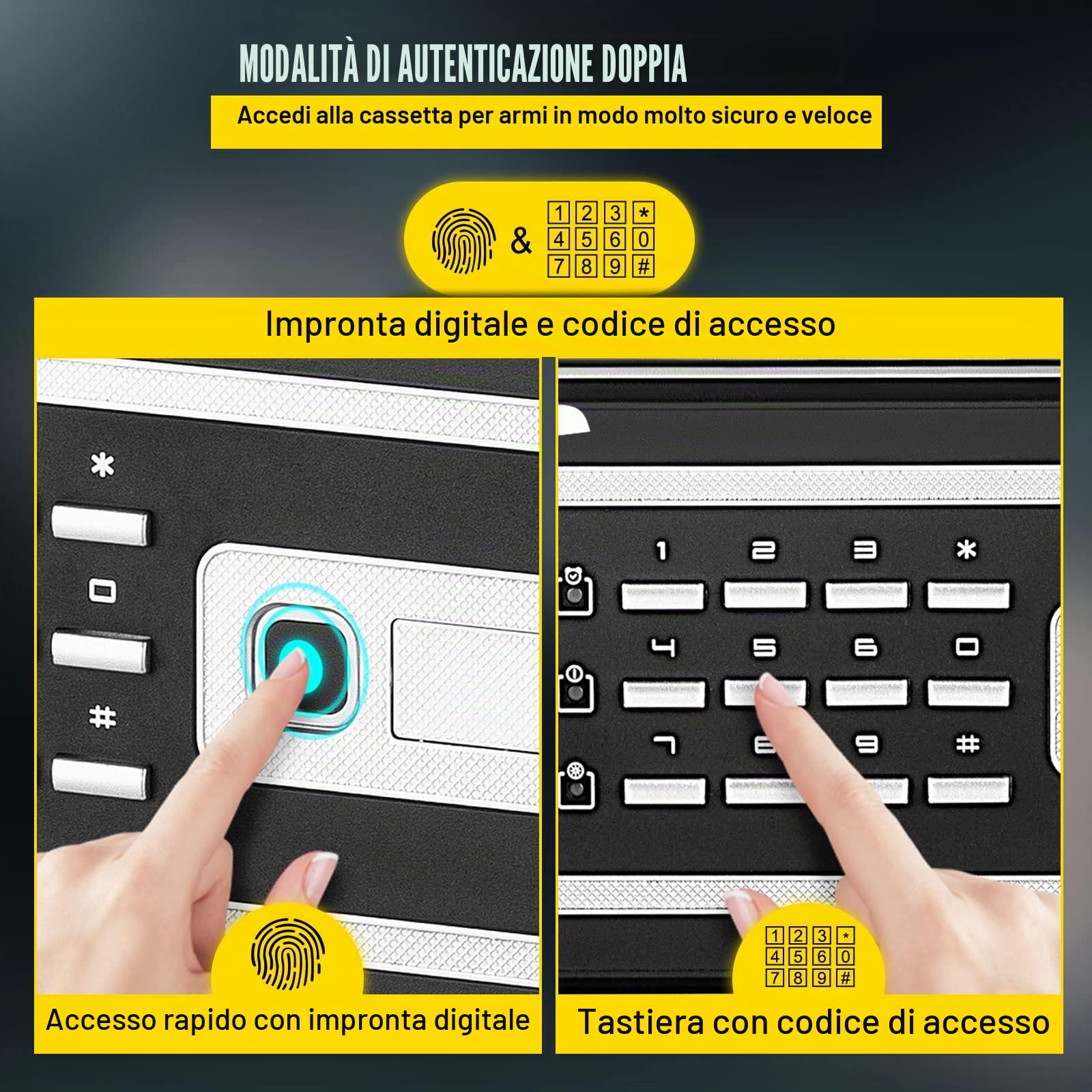 VEVOR Cassaforte con Sensore Impronte Digitali e Tastiera Digitale 35x30x40 cm, Cassetta di Sicurezza con Impronte Digitale Portata 15 kg, Cassetta di Sicurezza Portatile Adatto a Qualsiasi Ambiente