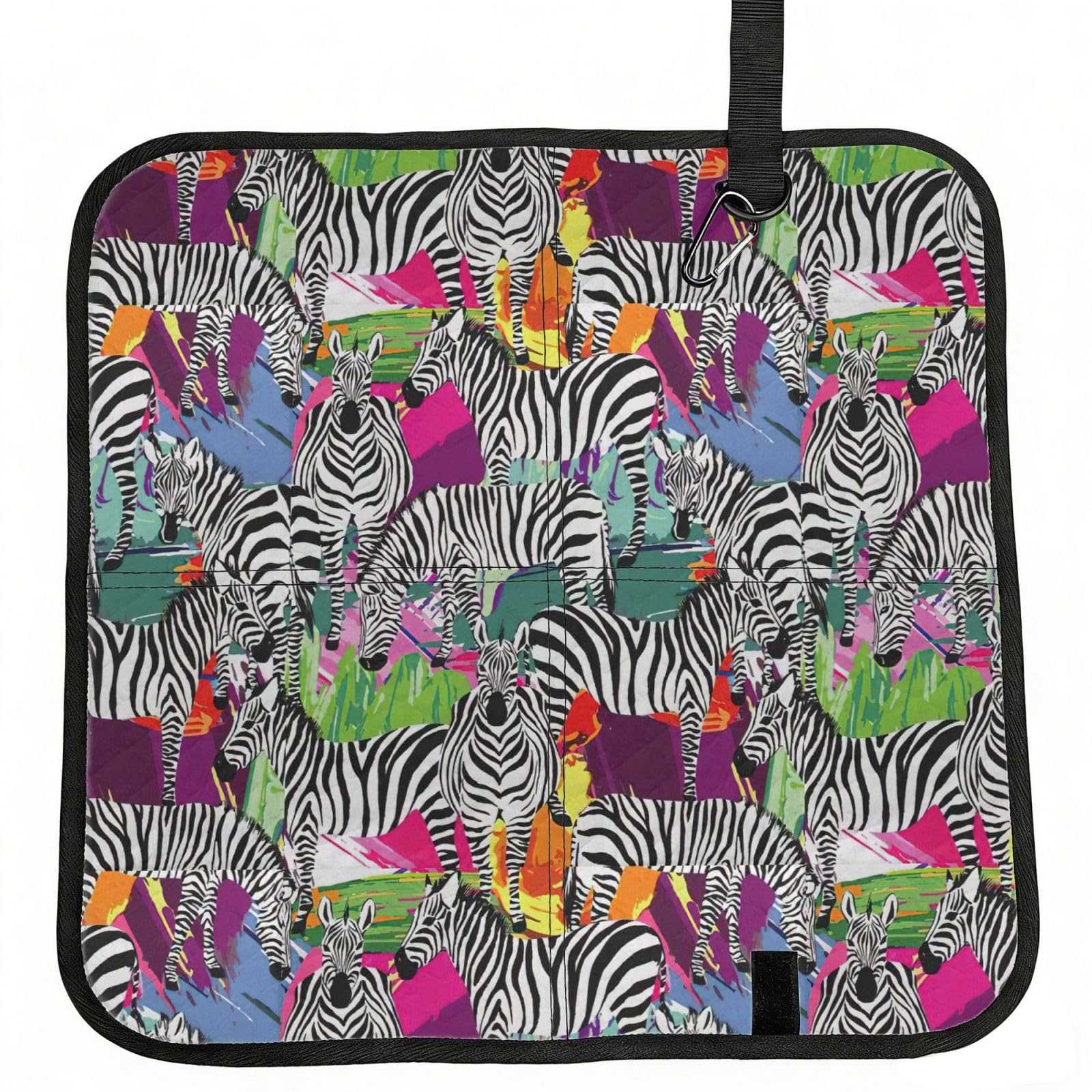 VCzsdff Zebra Print Portable Seat Cushion Folding Bleacher Pad Compact Picnic Sitting Mat Polyester 40cm