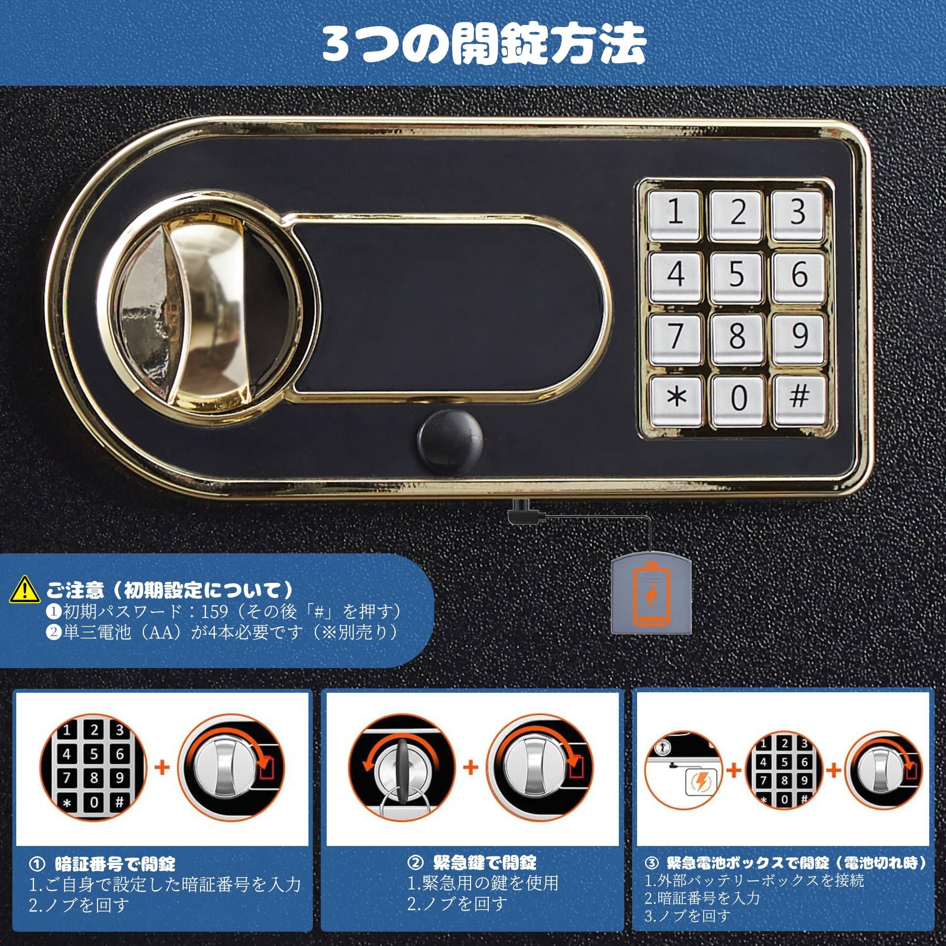 Amazon.co.jp: 金庫 家庭用12.4L 防犯金庫 A4ファイル横収納可能 緊急