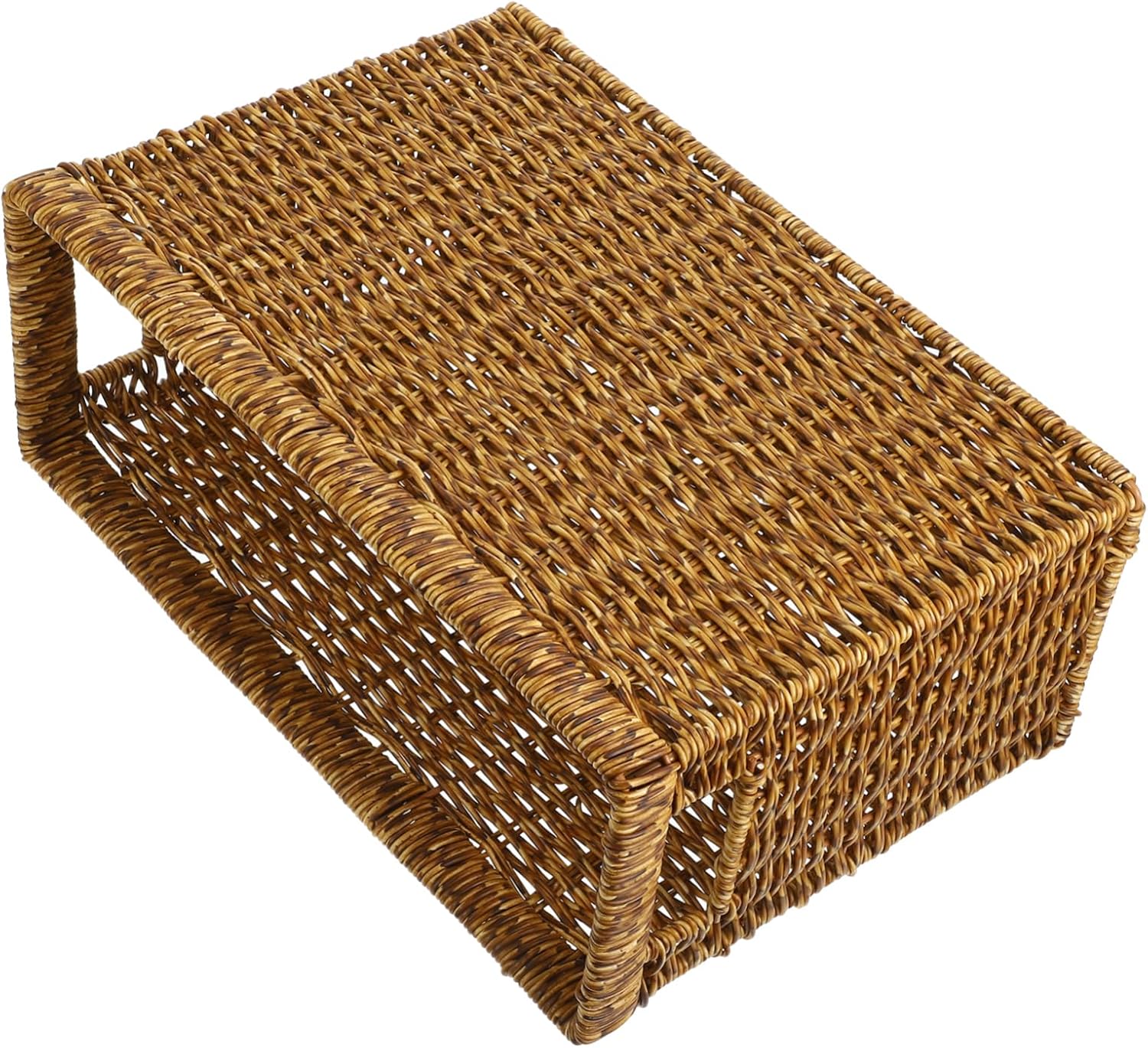Woven Storage Basket Handle Multipurpose Organizing Bin for Kitchen Bathroom Nursery and Office Rattan Material Simple Design for Tidying up Items