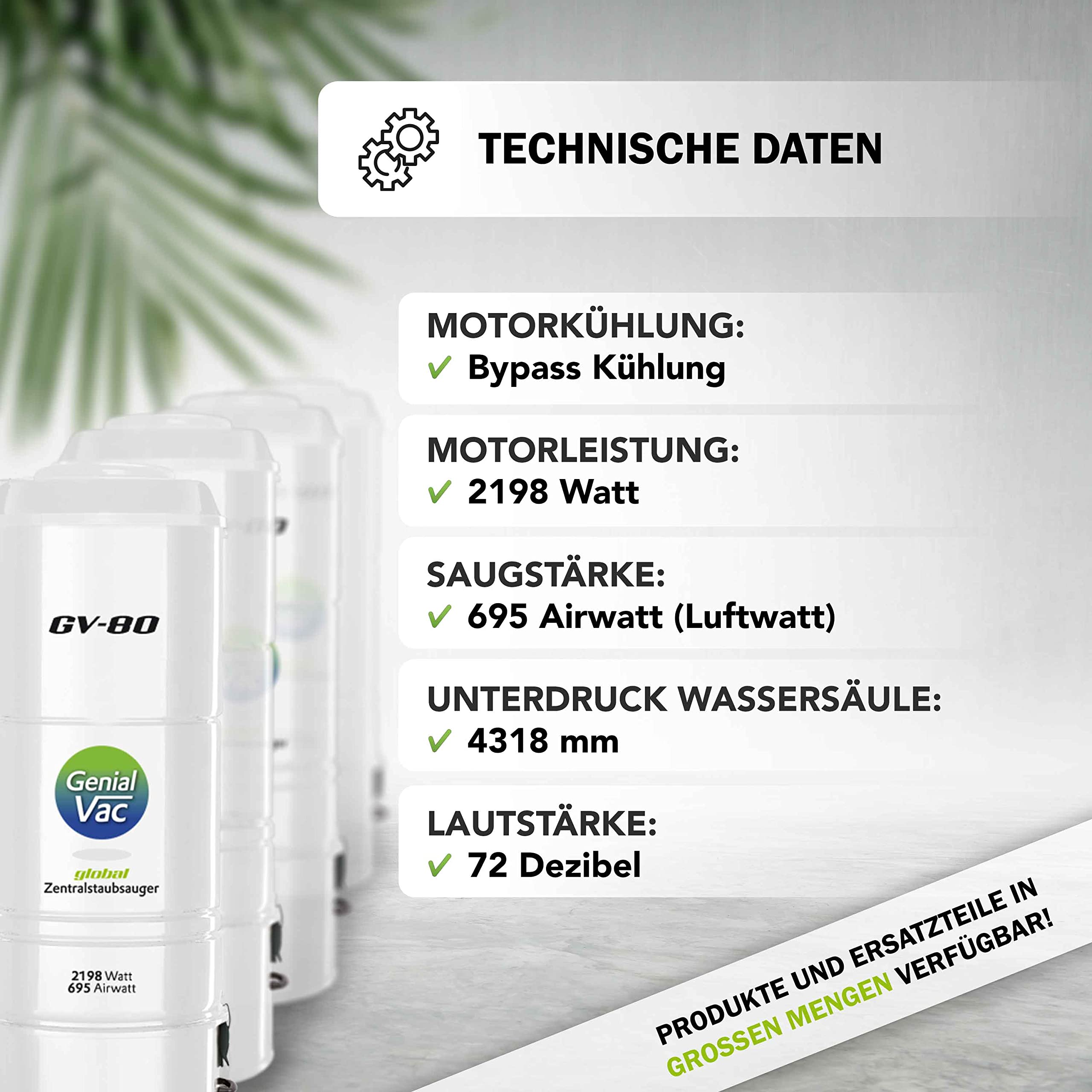 Zentralstaubsauger GV80 Zwei Motoren extrastark