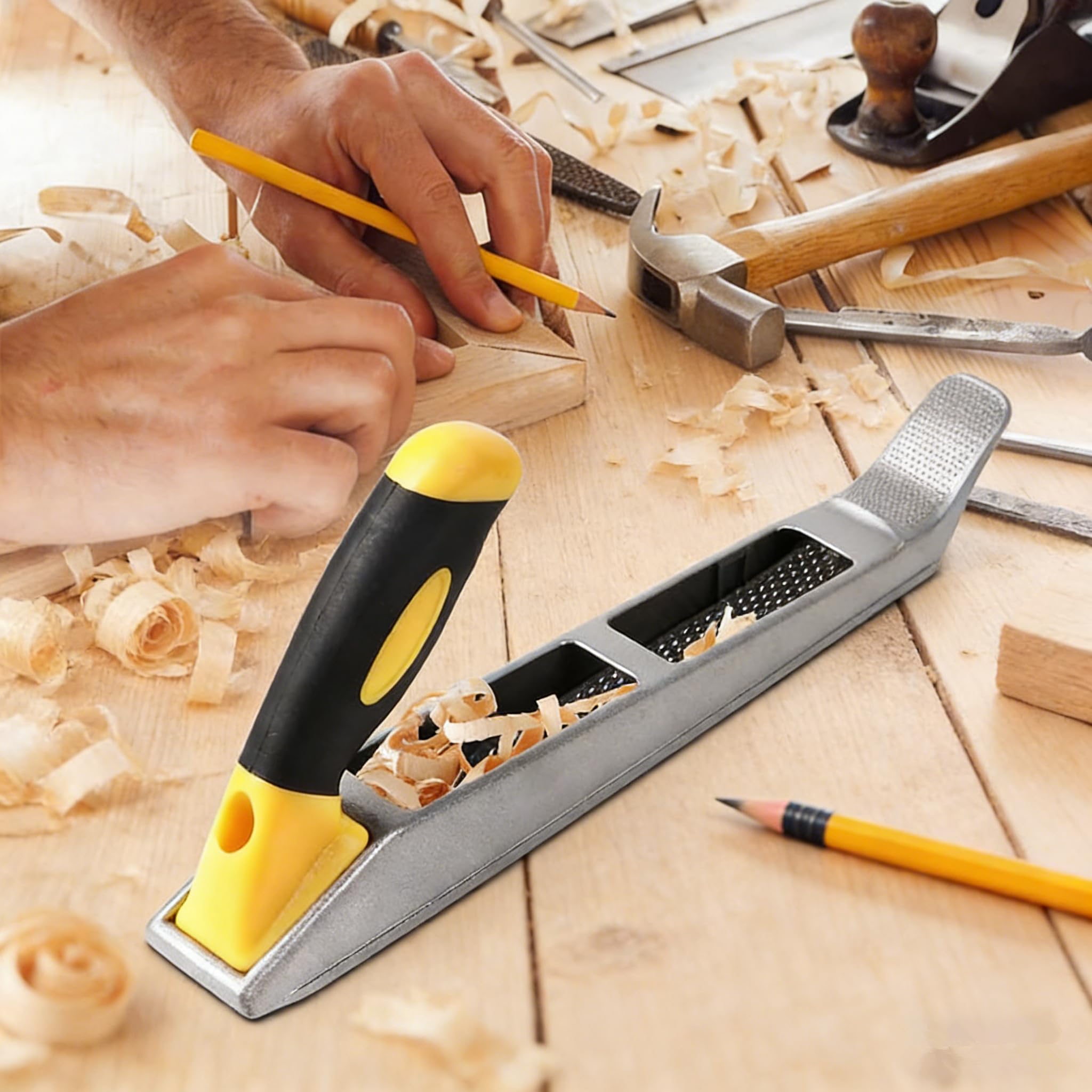 Wood Plane Tools for Doors,Metal Surform Block Plane,Woodworking Edge Planer with 2 Mesh Blade,Ergonomic Grip, DIY & Trade Use Hand Tool for Furniture Repair and DIY Wood Crafts