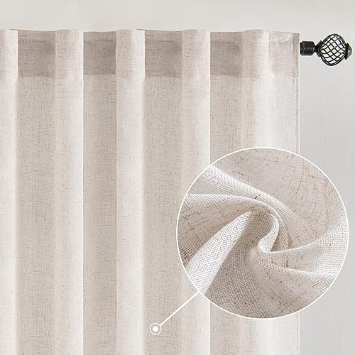 MIULEE Cortinas de lino blanco de 108 pulgadas de largo para dormitorio, sala de estar, cortinas de ventana con textura de lino suave y grueso,