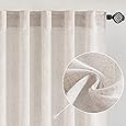 LAMIT Linen Curtains 108 Inches Long for Living Room, Back Tab and Rod Pocket Linen Textured Sheer Curtains Light Filtering Curtains for Boho Farmhouse, 2 Panels, 52 x 108 Inch, Greyish Blue