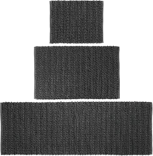 mDesign - Alfombra de spa de lujo, 100% algodón, felpa absorbente de agua, borde decorativo, para baño, tocador, bañera-tinaducha, lavable a