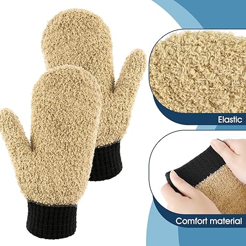 Miniatura 5 de Bencailor 3 pares de guantes de microfibra para el polvo con manoplas de polvo para el pulgar, guantes de limpieza para el hogar, sin arañazos,