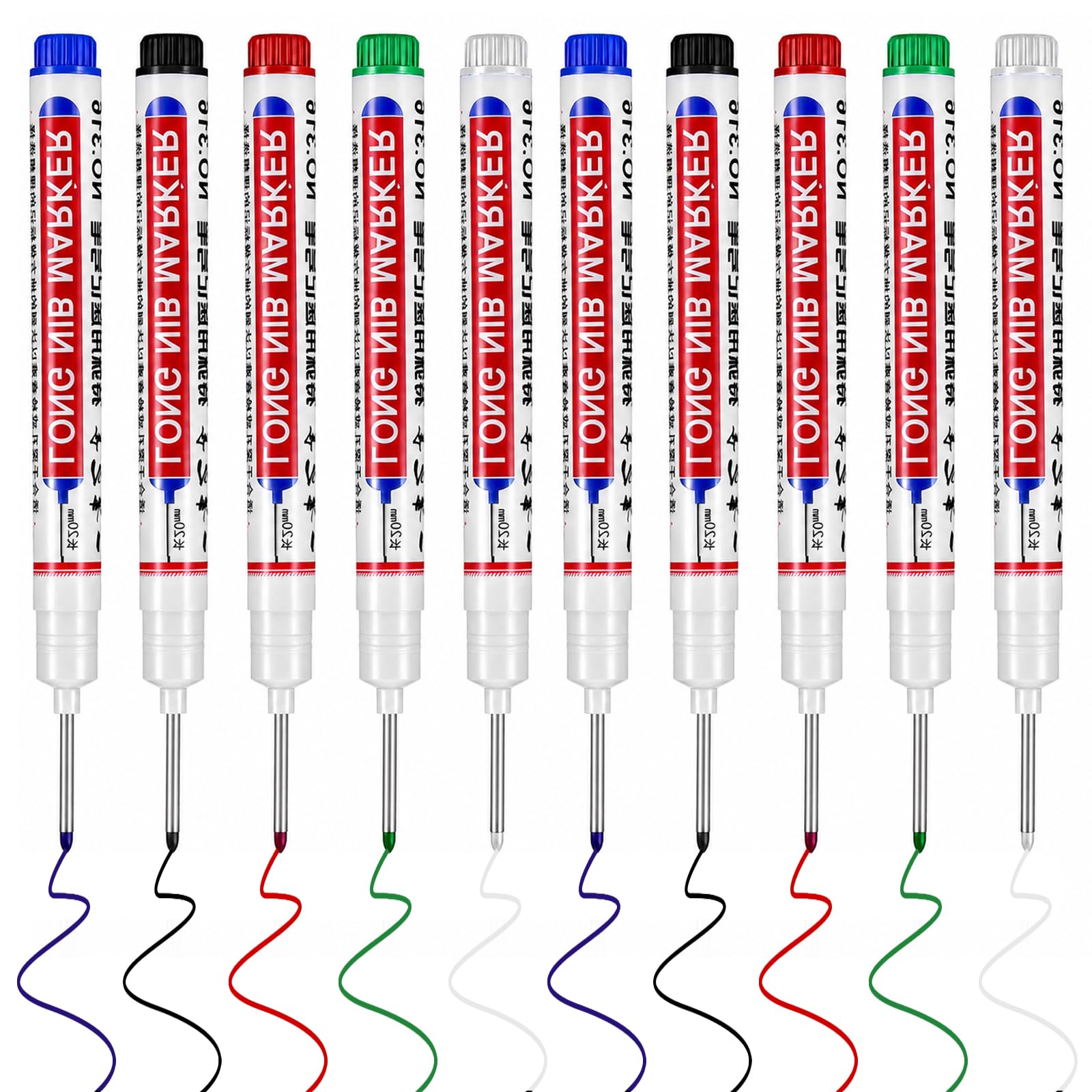 Hpmjz 10 Pcs Long Nib Marker Pen 20mm Extra Long Reach Pen Deep Hole Marker