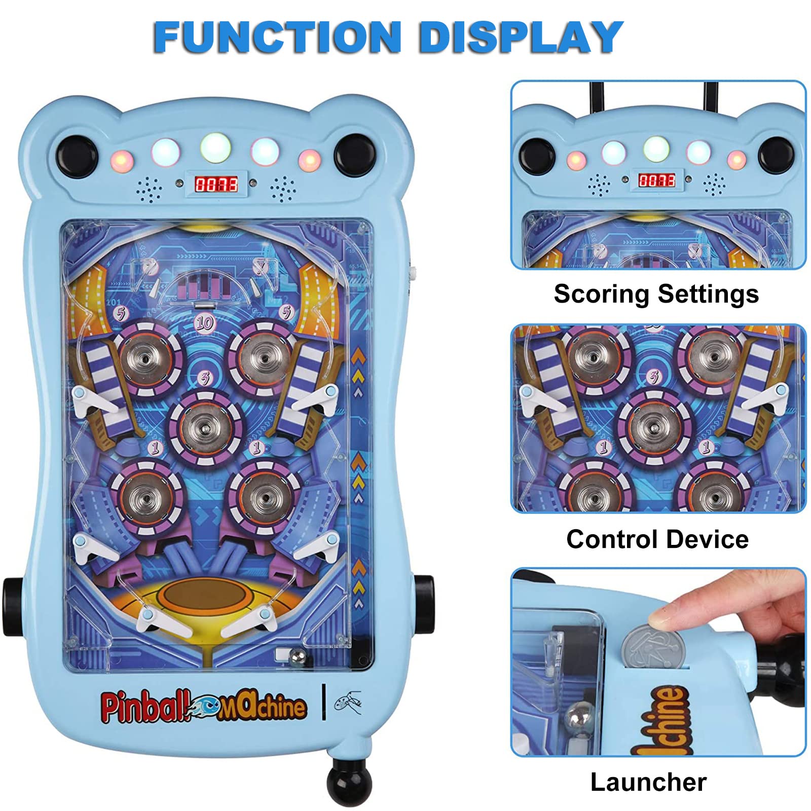 Przenośna Maszyna do Układania Puzzli dla Dzieci, Gra w Pinball, Interaktywna Gra dla Rodziców i Dzieci Pinball Toy, Niebieski/Pomarańczowy