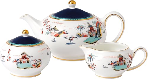 Wedgwood Wonderlust Blue Pagoda - Juego de té de 3 piezas