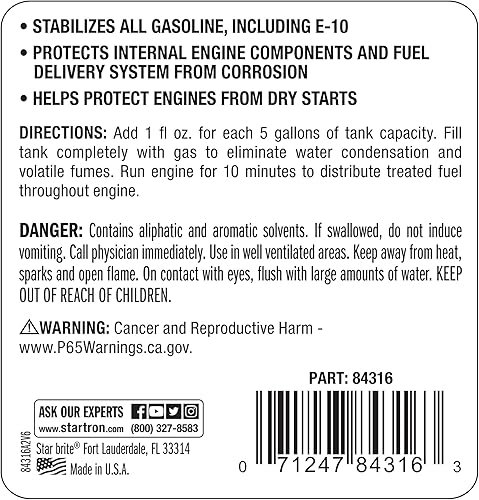 Miniatura 2 de STAR BRITE PRO Star - Estabilizador de gasolina - Niebla y protege los motores almacenados y el sistema de combustible completo de la corrosión -