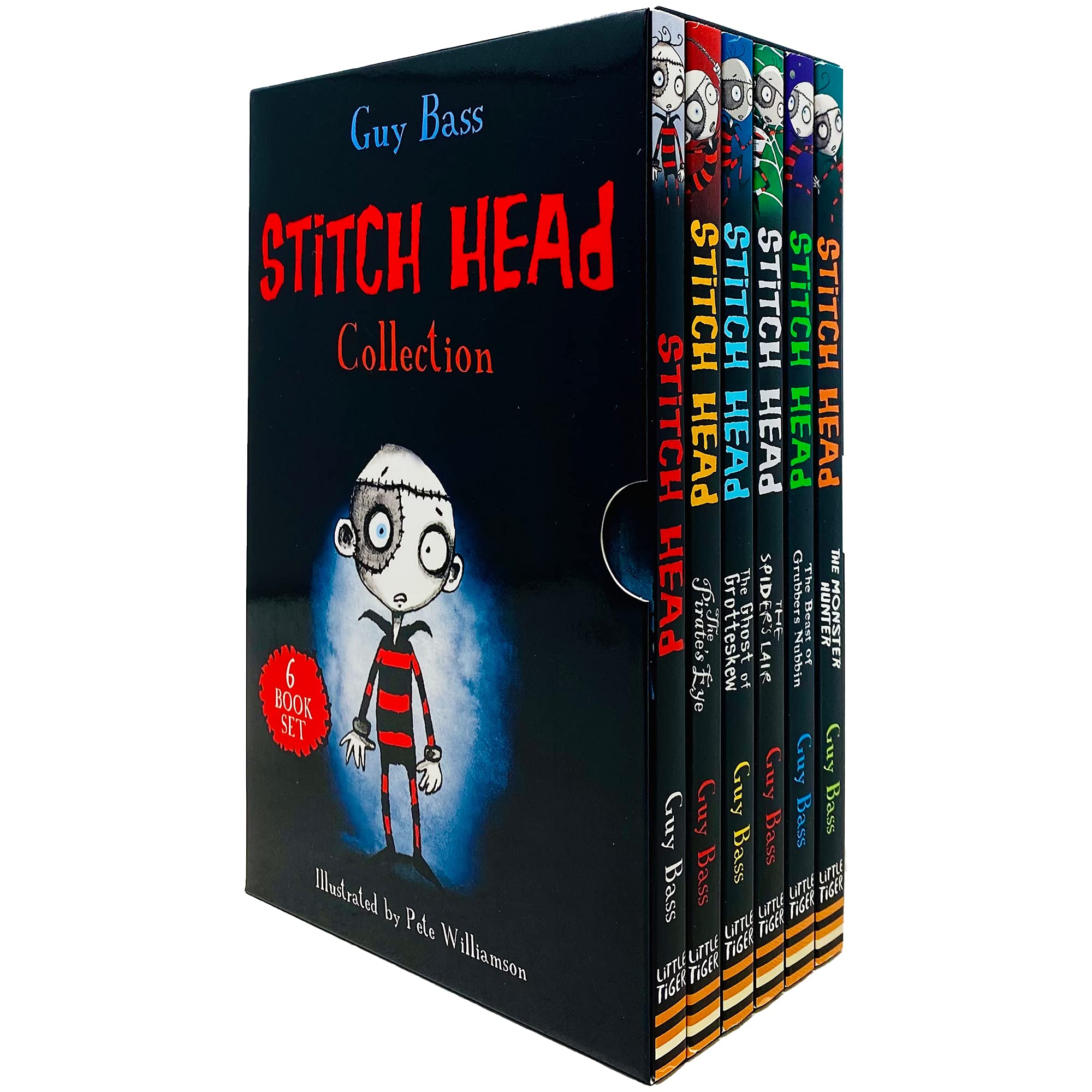 Stitch Head Series Books 1 - 6 Collection Box Set by Guy Bass (Stitch Head, Pirate's Eye, Ghost of Grotteskew, Spider's Lair, Beast of Grubbers Nubbin & Monster Hunter)