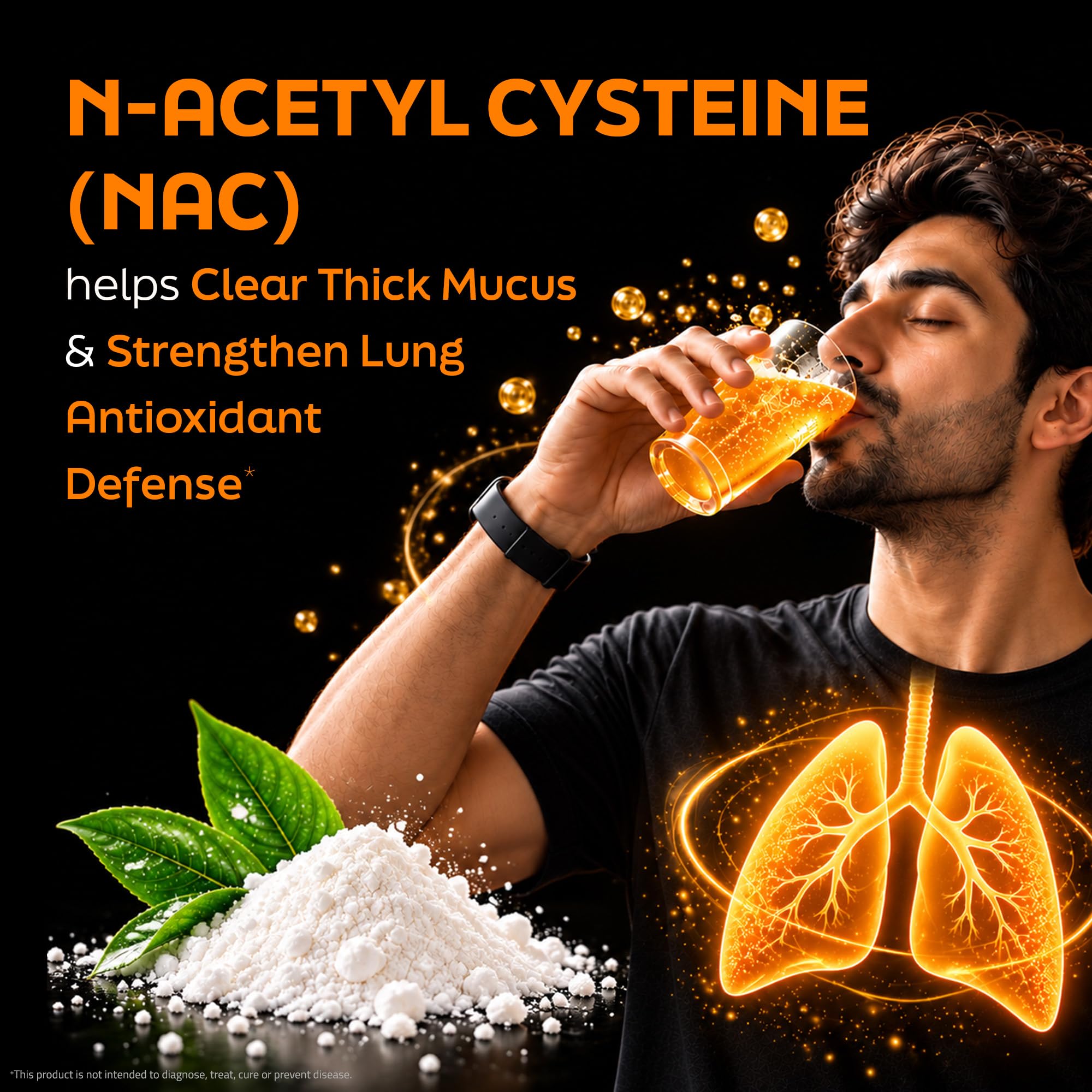Auric Lung Detox Effervescent Tablets with NAC & 3 Ancient Herbs | Supports Lung Health & Antioxidant Defence | Daily Respiratory Wellness | Orange Flavour | 80 Tablets — Amazon image 5