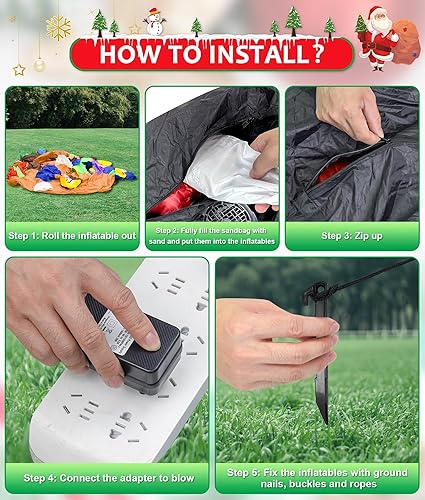 Miniatura 4 de EAONE Inflables de Navidad gigantes de 12 pies para decoración al aire libre, decoraciones de patio inflables de Navidad con luces LED integradas