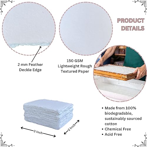 Miniatura 3 de Papel de algodón hecho a mano con borde de mazo, papel de algodón reciclado mixto para tarjetas de posiciónacompañamiento, tarjetas de lugar,