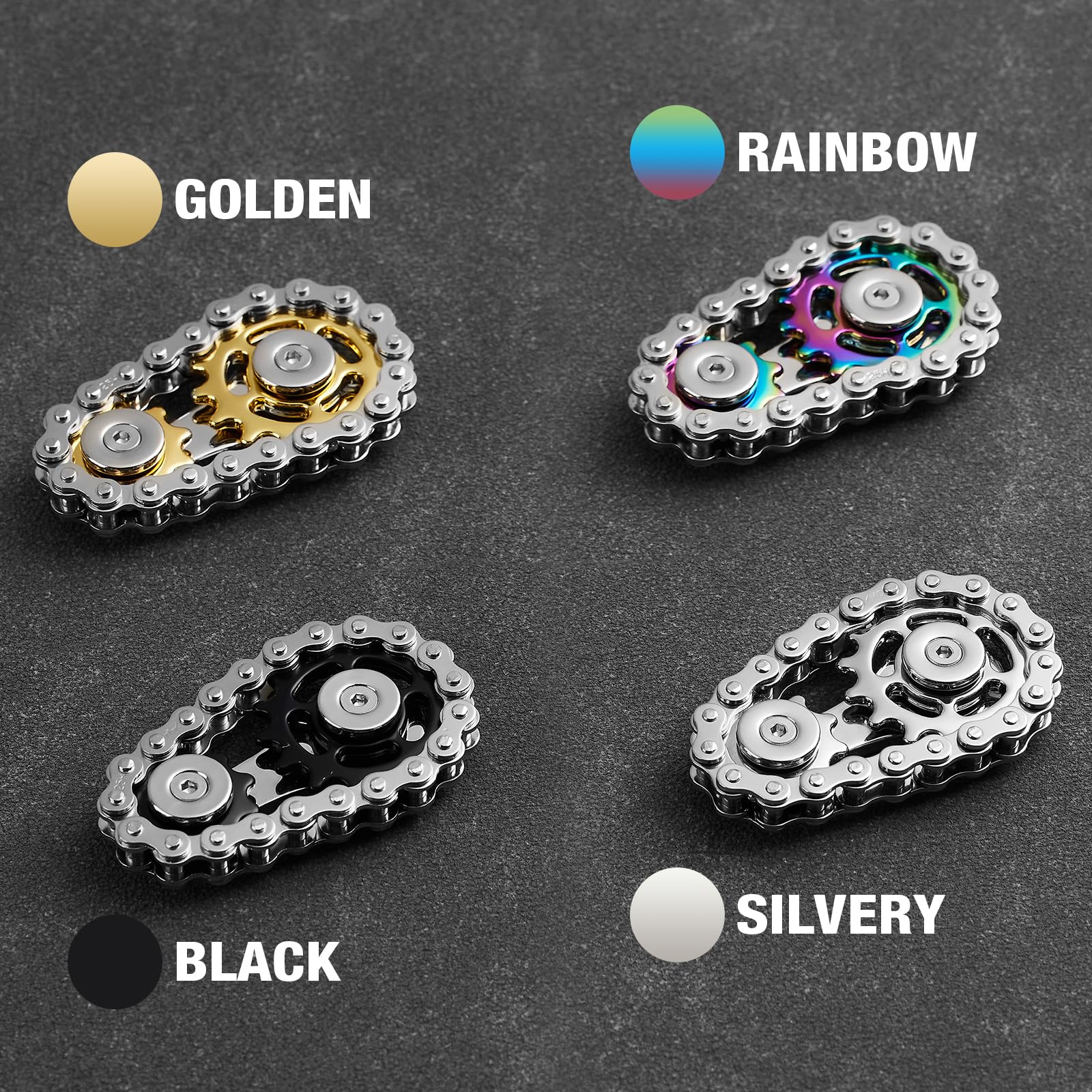 Metal Fidget Chain Hand Finger Spinners Spinning Roller Toy for Adults,Cool Office Home Classroom Traval Desk Meeting Gadgets Gifts for ADHD ADD Autism and Stress Anxiety Relief.(Silvery)
