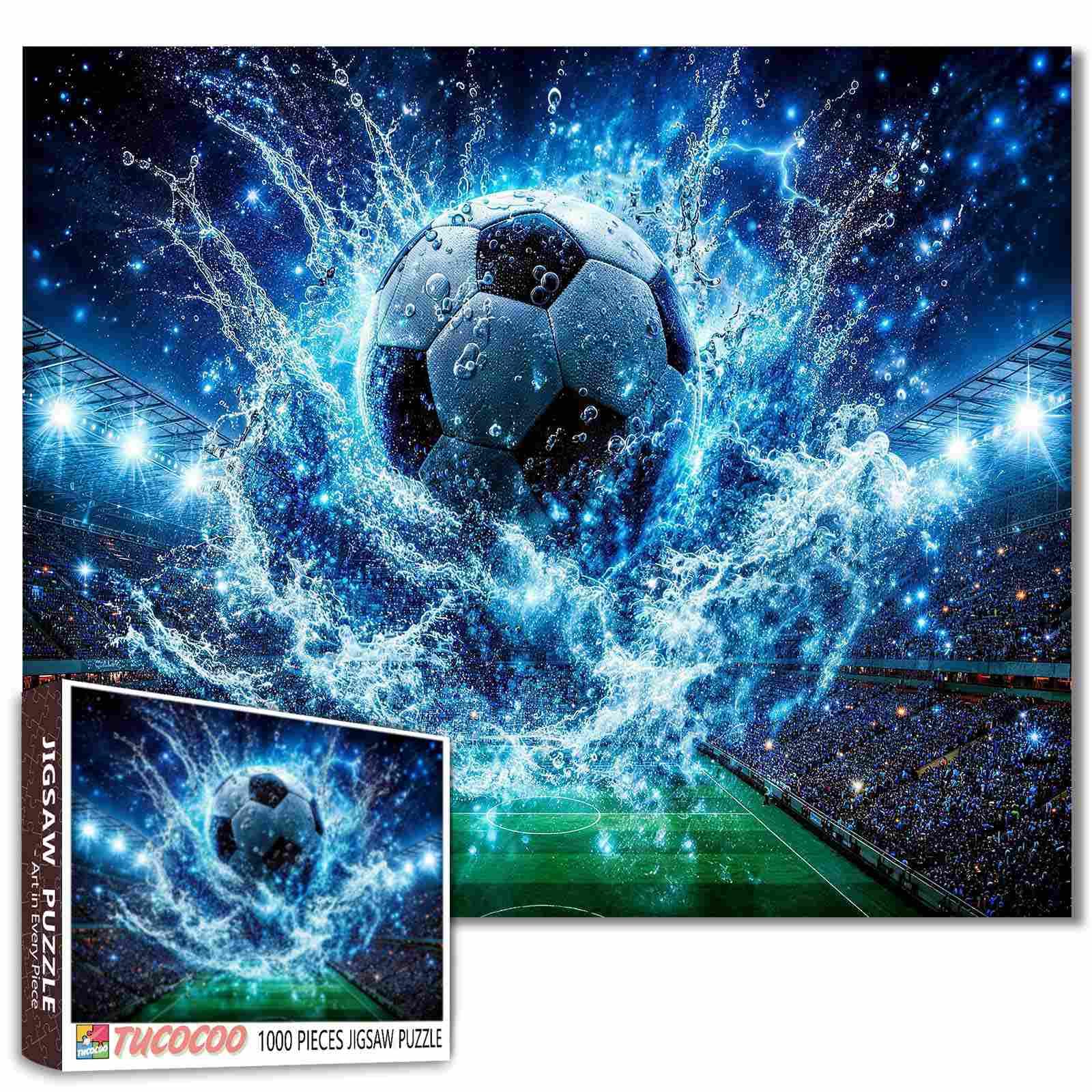 Soccer Ball Jigsaw Puzzle Football 1000 Pieces for Adults Soccer Stadium Player Puzzle Sports Fan Soccer Lover Gift Challenging Family Activity Games Colorful DIY Craft for Home Decor โ image 1
