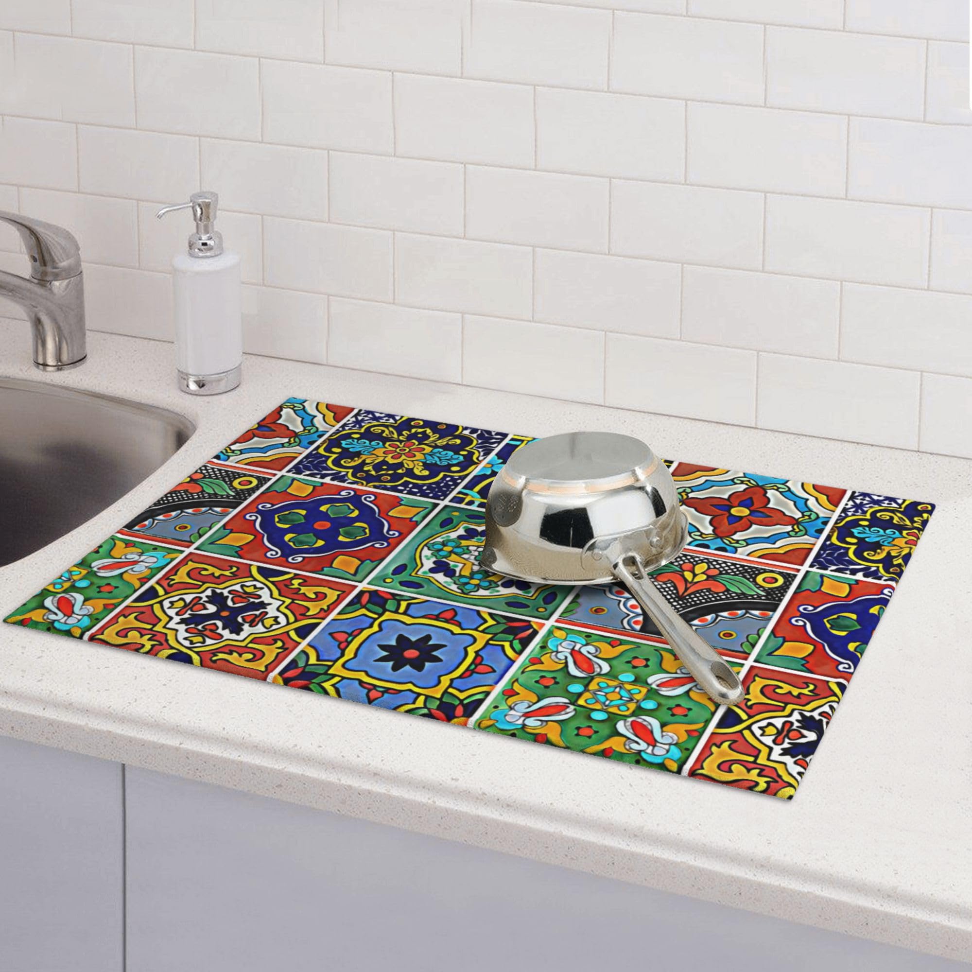 Dish Drying Mat For Kitchen Counter Absorbent Microfiber Countertop Protector Dishes Mats Accessories Draining Pad Decor Gift Fit Under Coffee Maker 24x18 In