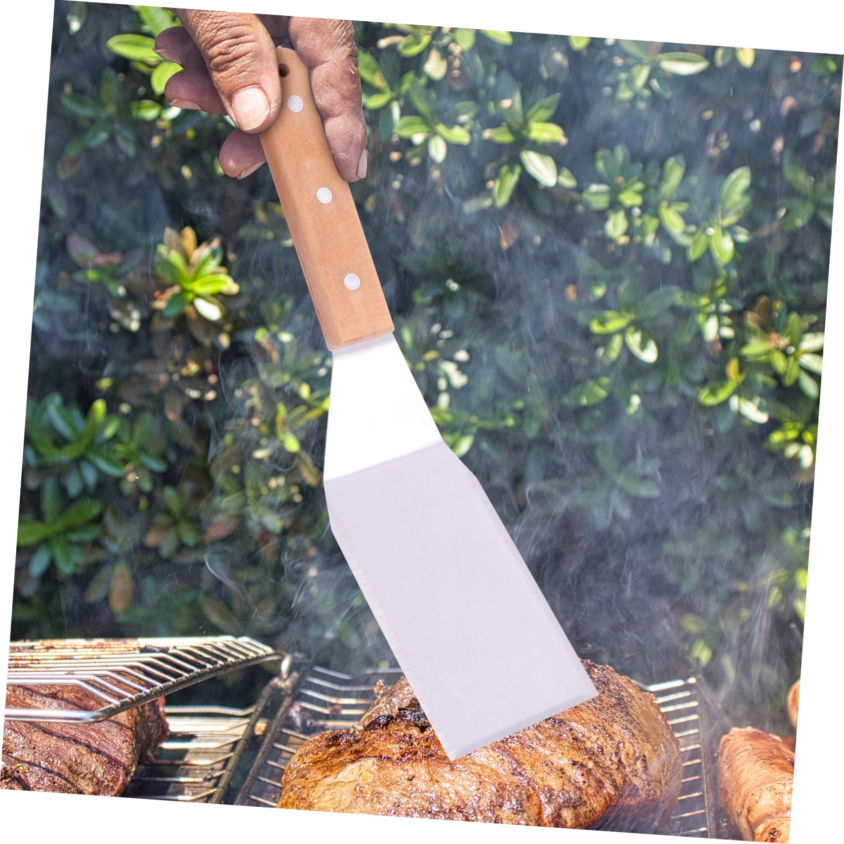 Pizzaschaufel aus Edelstahl und Holz, 5 Stück für Küche | Steak Wender, Brotschaufel, Leicht zu Reinigen, Hitzebeständiger Griff, Formstabil