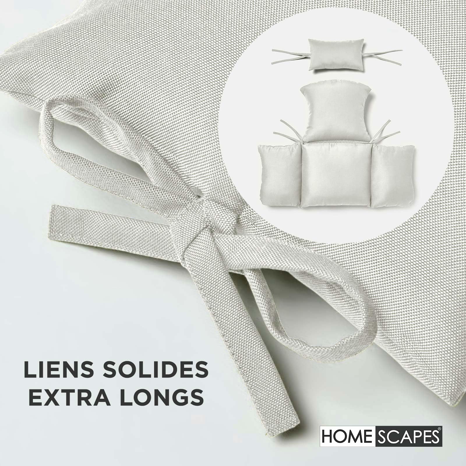 HOMESCAPES Coussin imperméable pour Fauteuil Suspendu extérieur, Coussin de Rechange pour Fauteuil œuf - pour terrasse, Jardin et Balcon - Beige