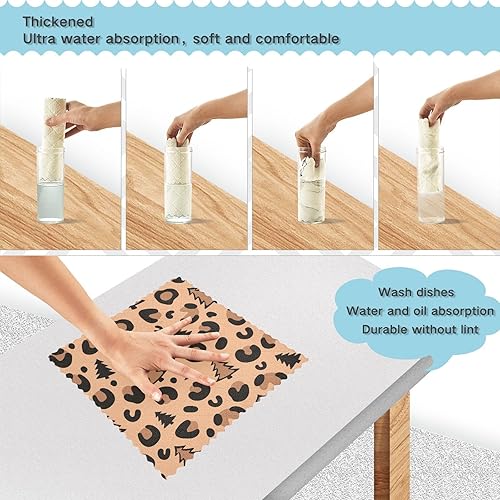 Miniatura 4 de KLL Christmas Leopard Print Tree Pattern Camouflage Microfiber Drying Towel Kitchen Theme Cotton Tea Towels Decorative Kitchen Hand Towels Cotton