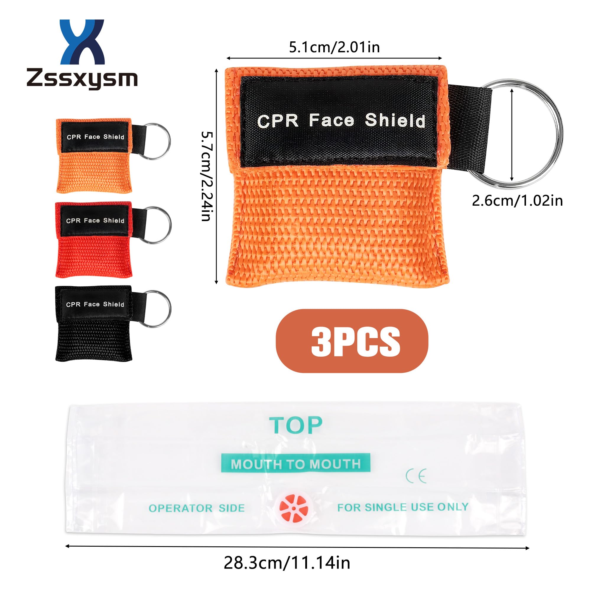 3 Pezzi Pocket Mask Primo Soccorso, Mascherine da Rianimazione con Portachiavi, CPR Face Shield Usa e Getta, kit di Emergenza per Adulti e Bambini
