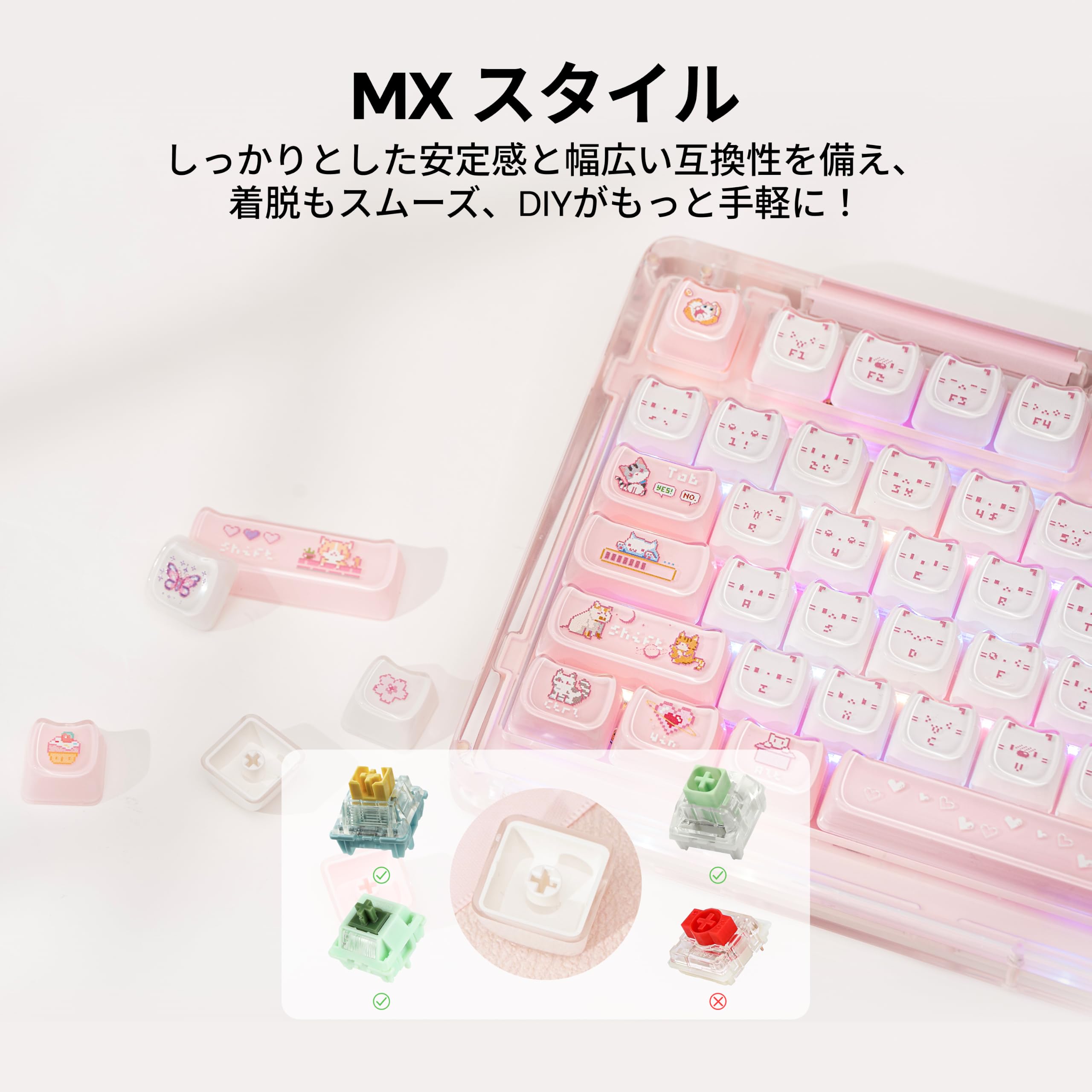 【翌日発送可能】MK75 メカニカルキーボード ＋ 猫キーキャップセット Amazon.co.jp: KiiBOOM ミューシックジェリーキーキャップセット